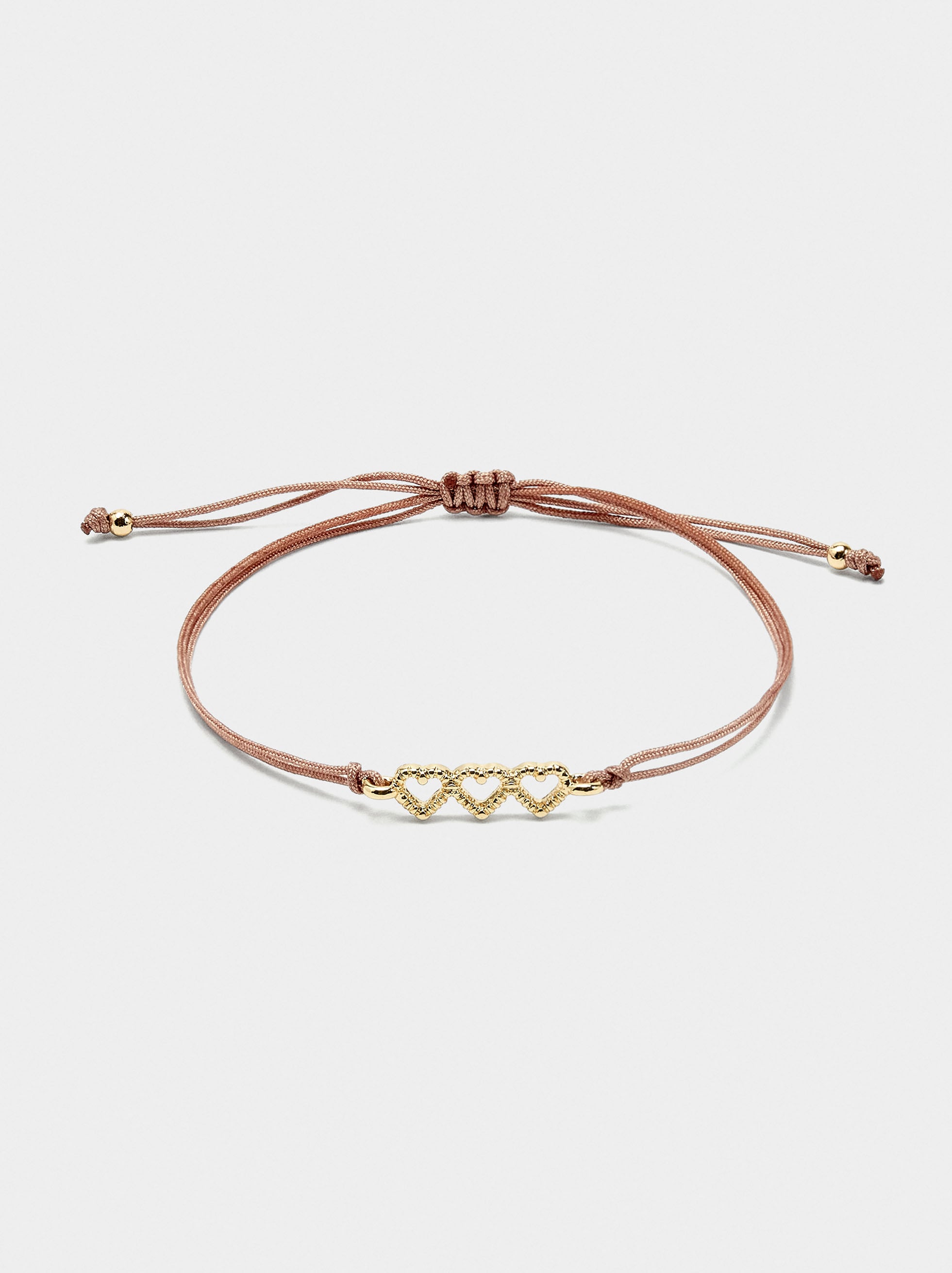Pulsera Ajustable De Cordón Con Corazones