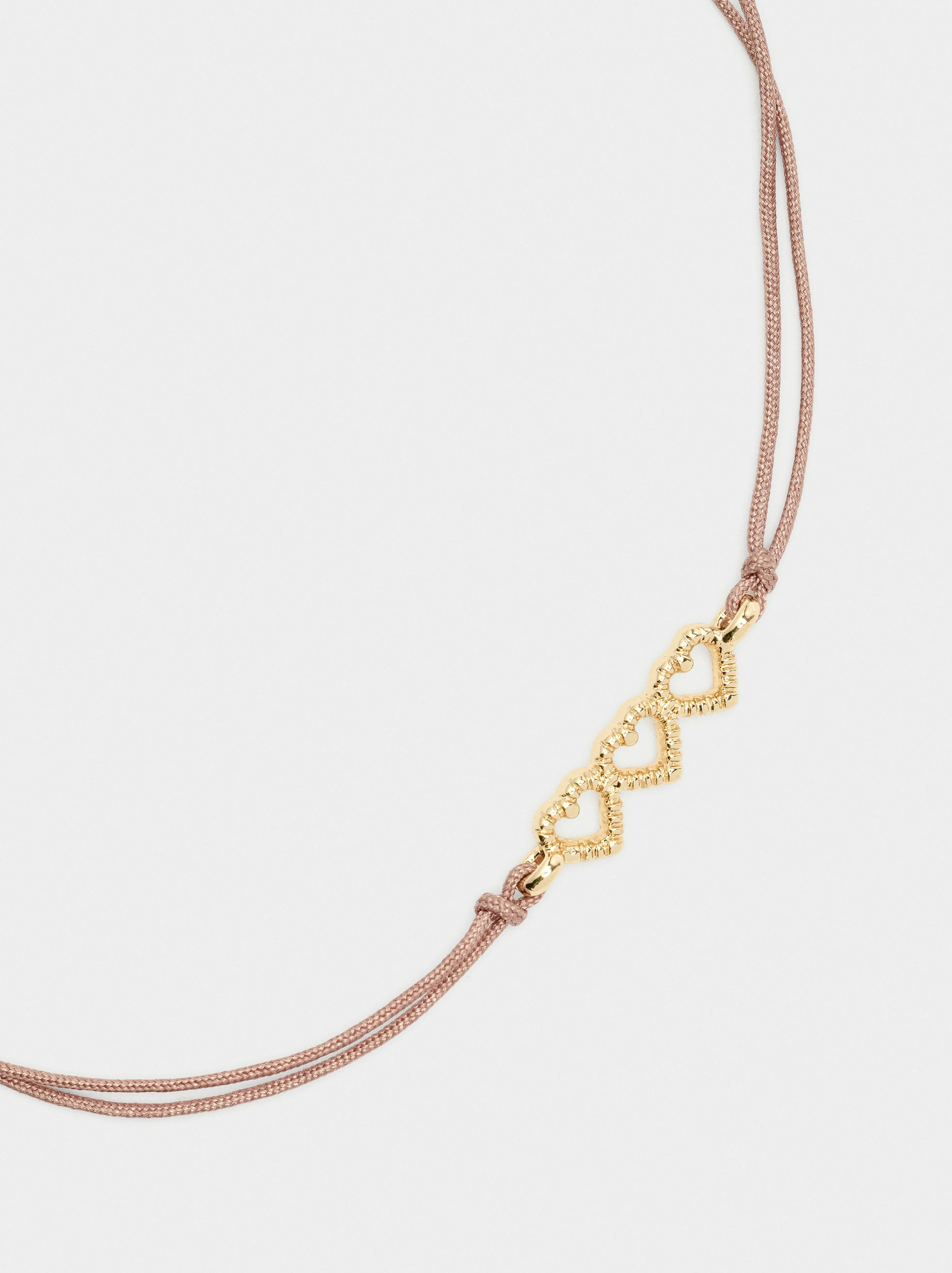 Pulsera Ajustable De Cordón Con Corazones