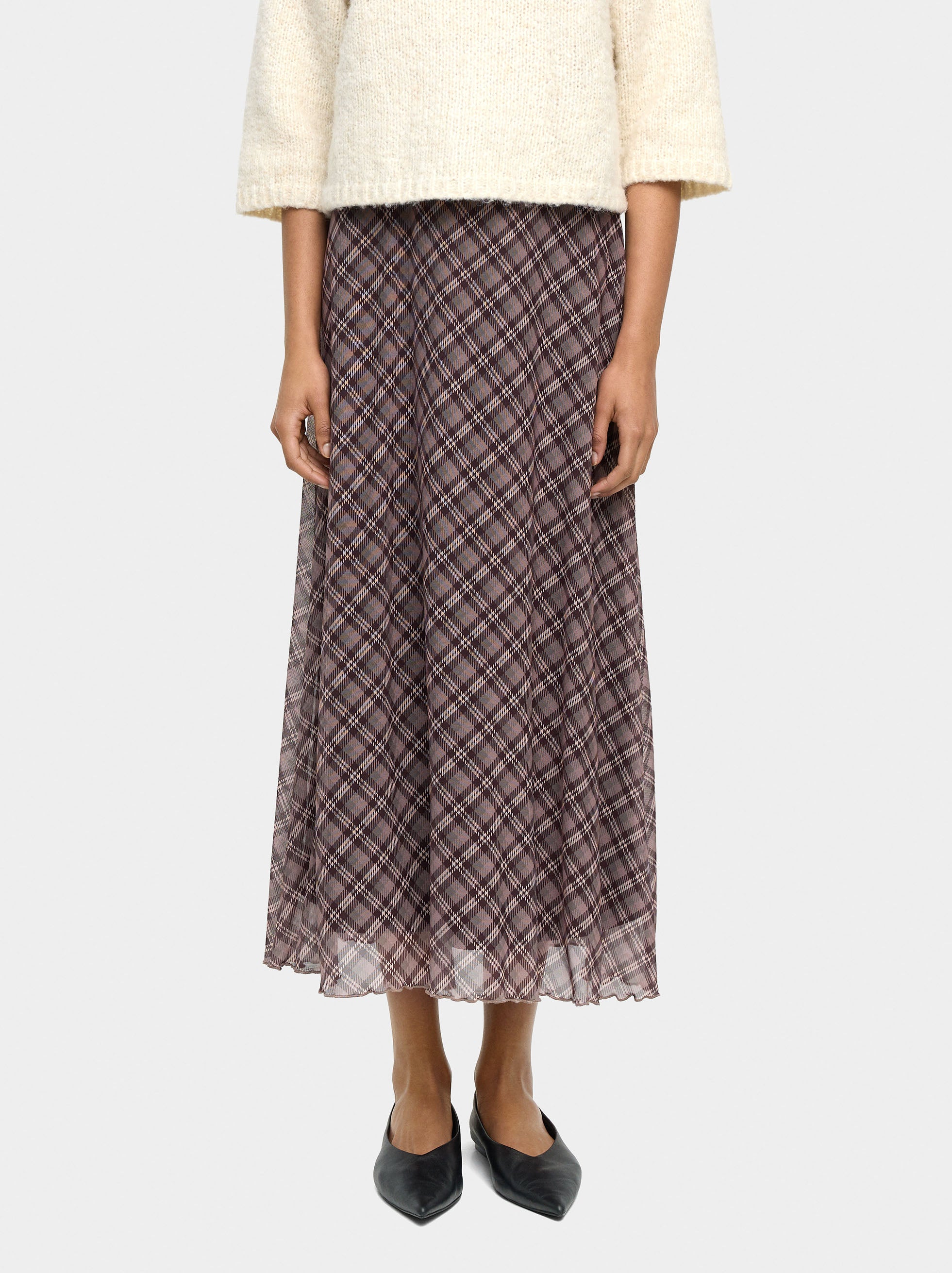 Falda Con Estampado A Cuadros