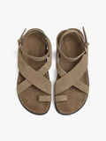 Sandalias Planas De Piel Con Tiras Cruzadas