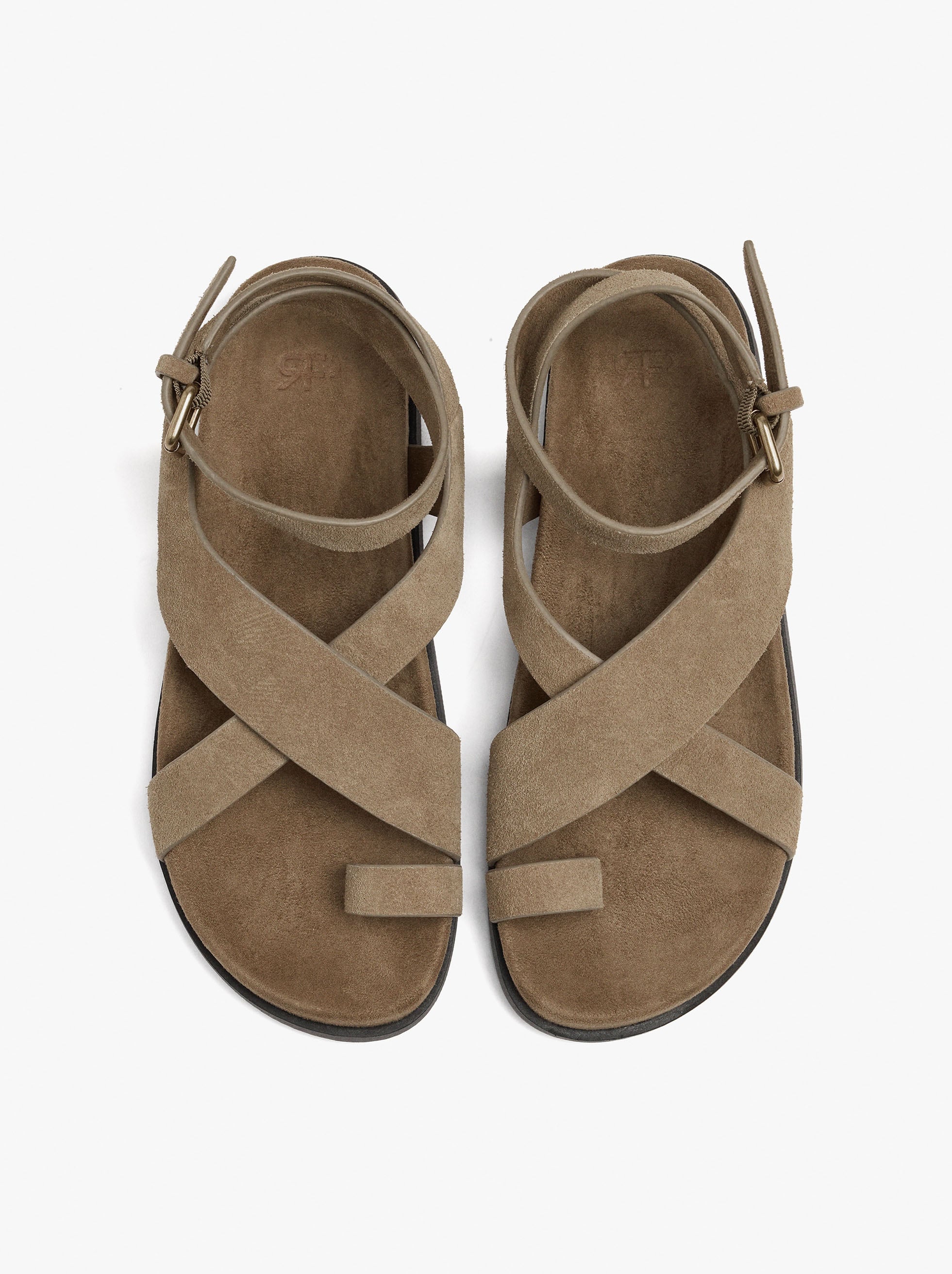 Sandalias Planas De Piel Con Tiras Cruzadas