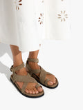 Sandalias Planas De Piel Con Tiras Cruzadas