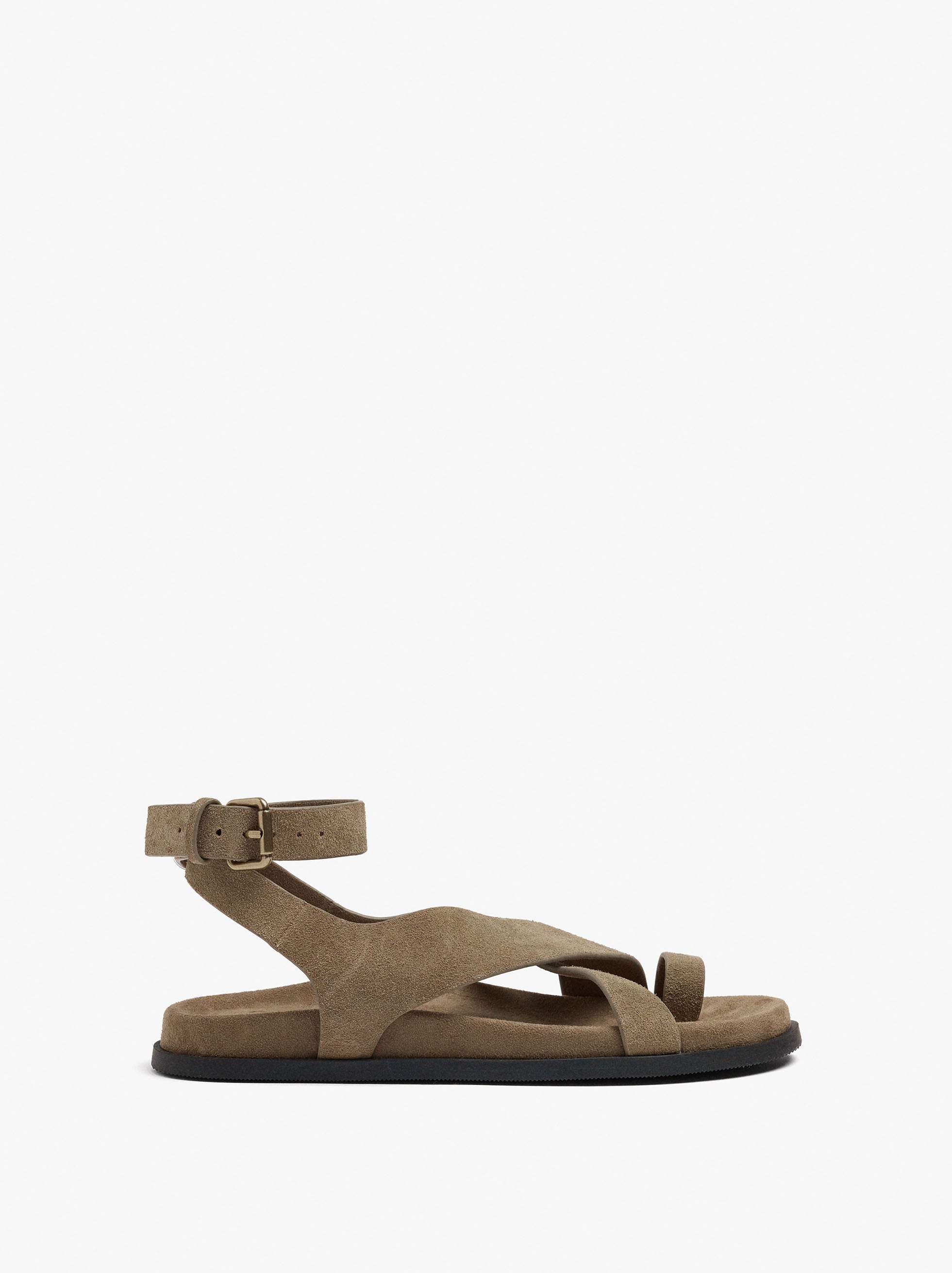 Sandalias Planas De Piel Con Tiras Cruzadas