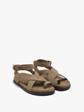 Sandalias Planas De Piel Con Tiras Cruzadas
