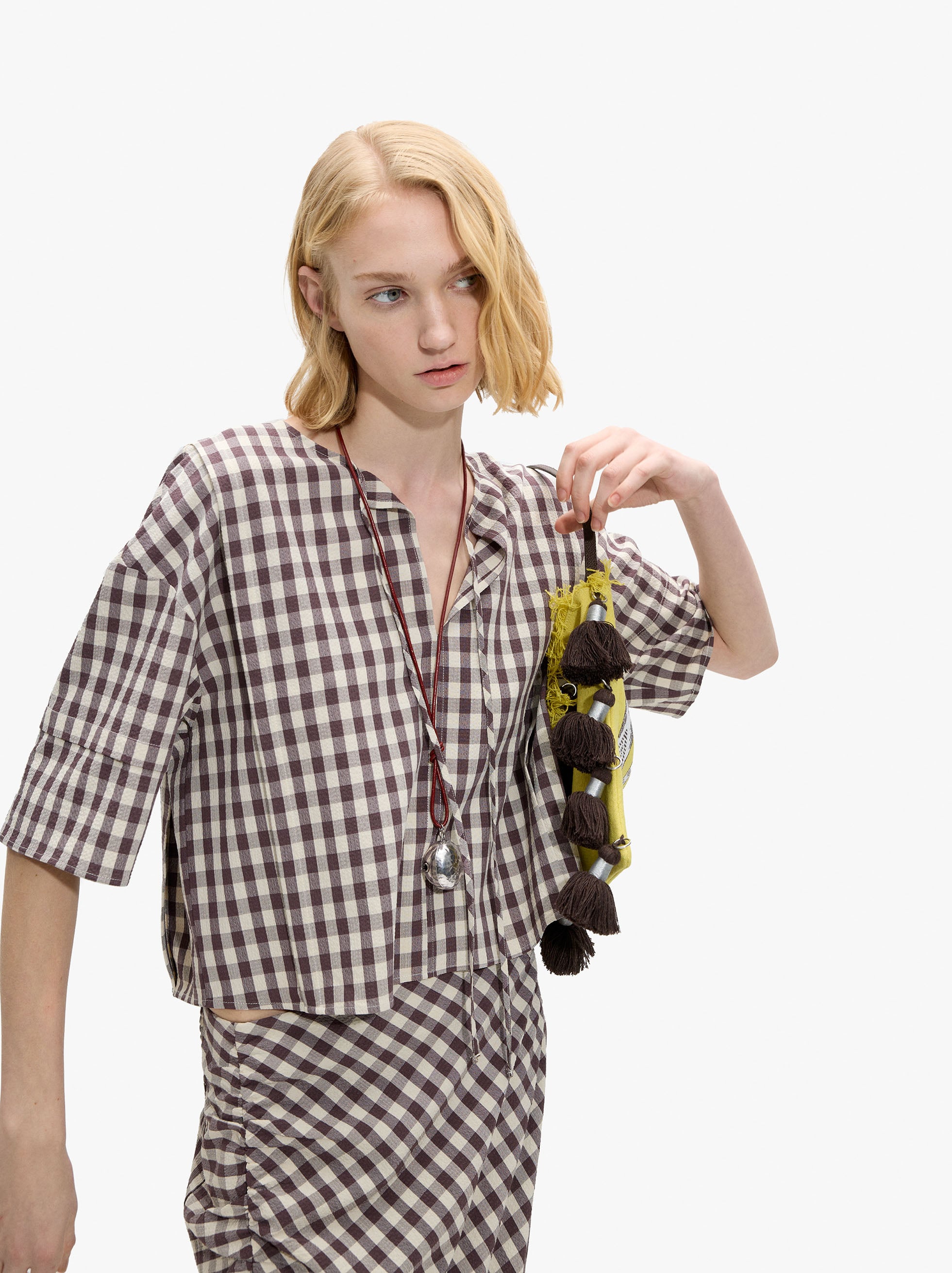 Blusa A Cuadros Vichy Con Lazo