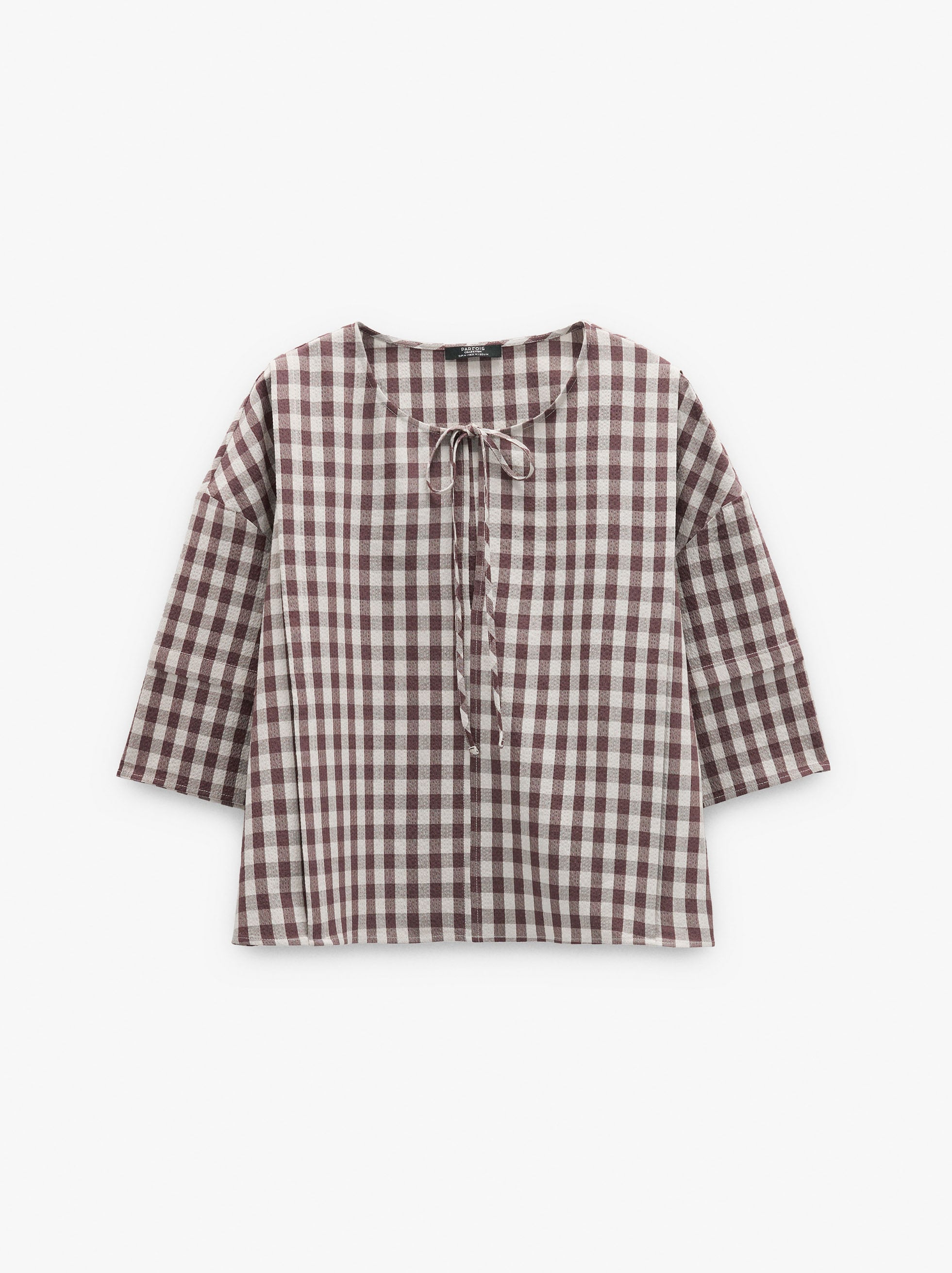 Blusa A Cuadros Vichy Con Lazo