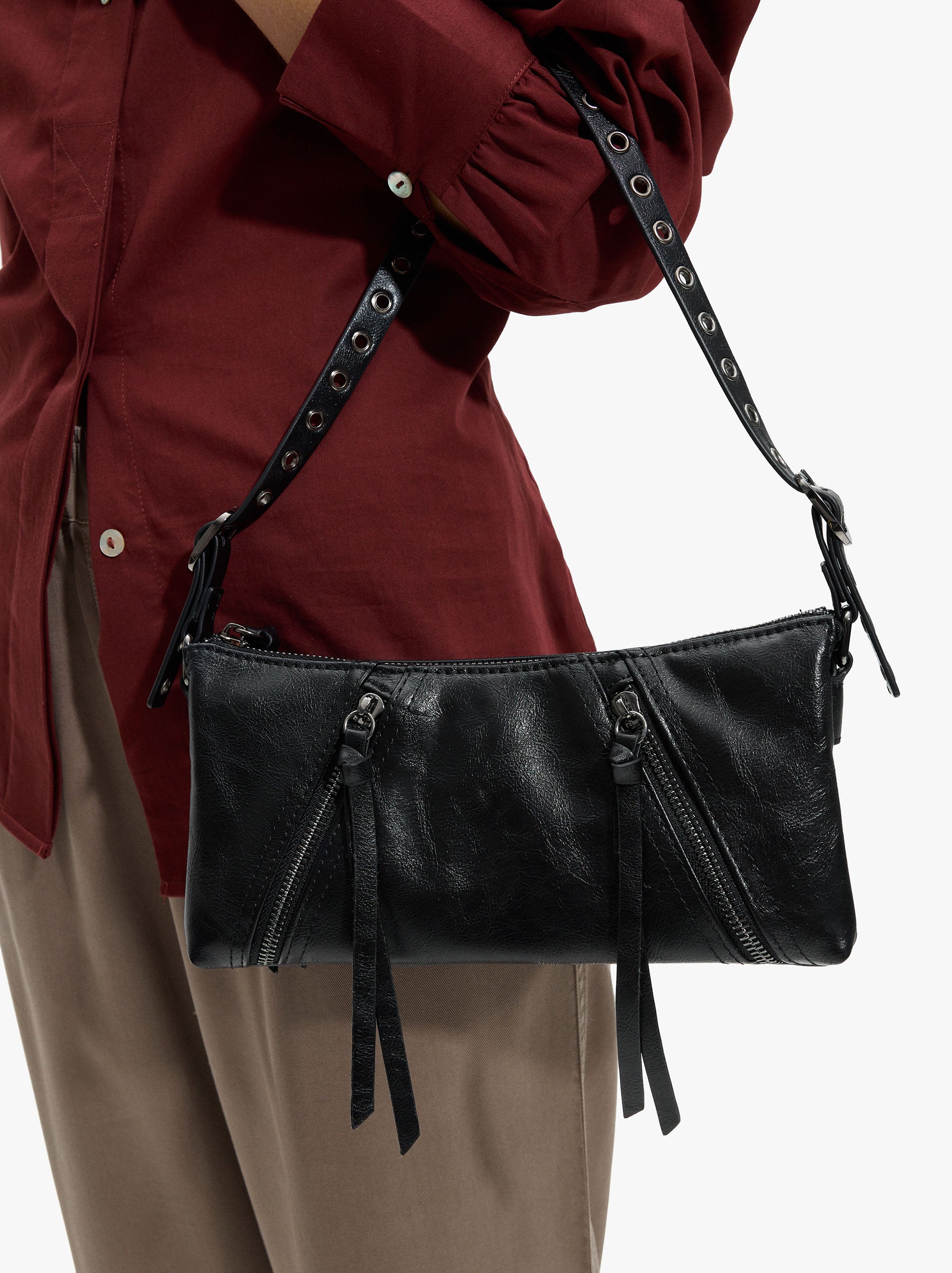 Bolso De Hombro Efecto Desgastado