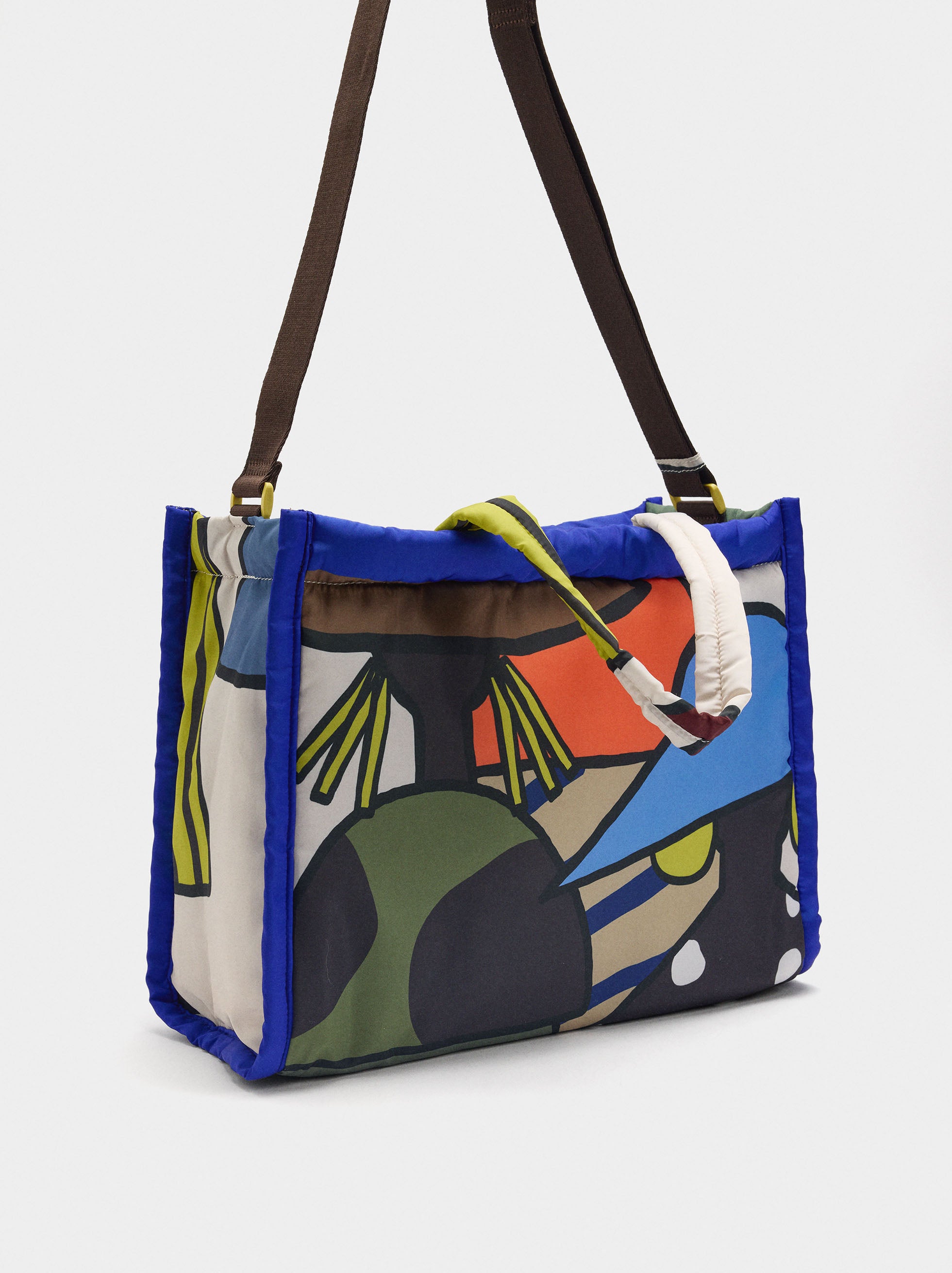 Bolso Shopper Estampado De Nylon