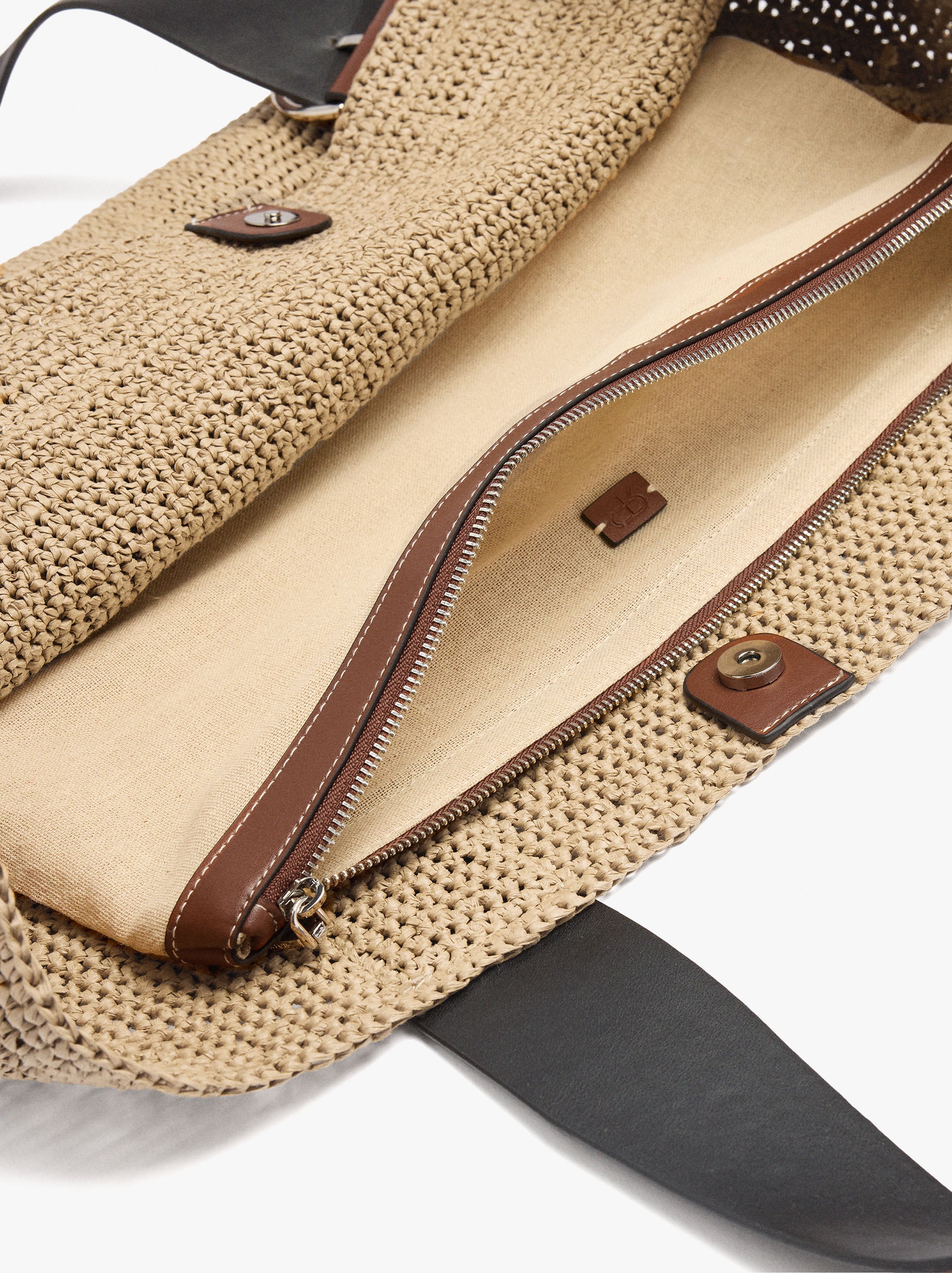 Bolso Shopper Efecto Rafia Con Bolsa Removible