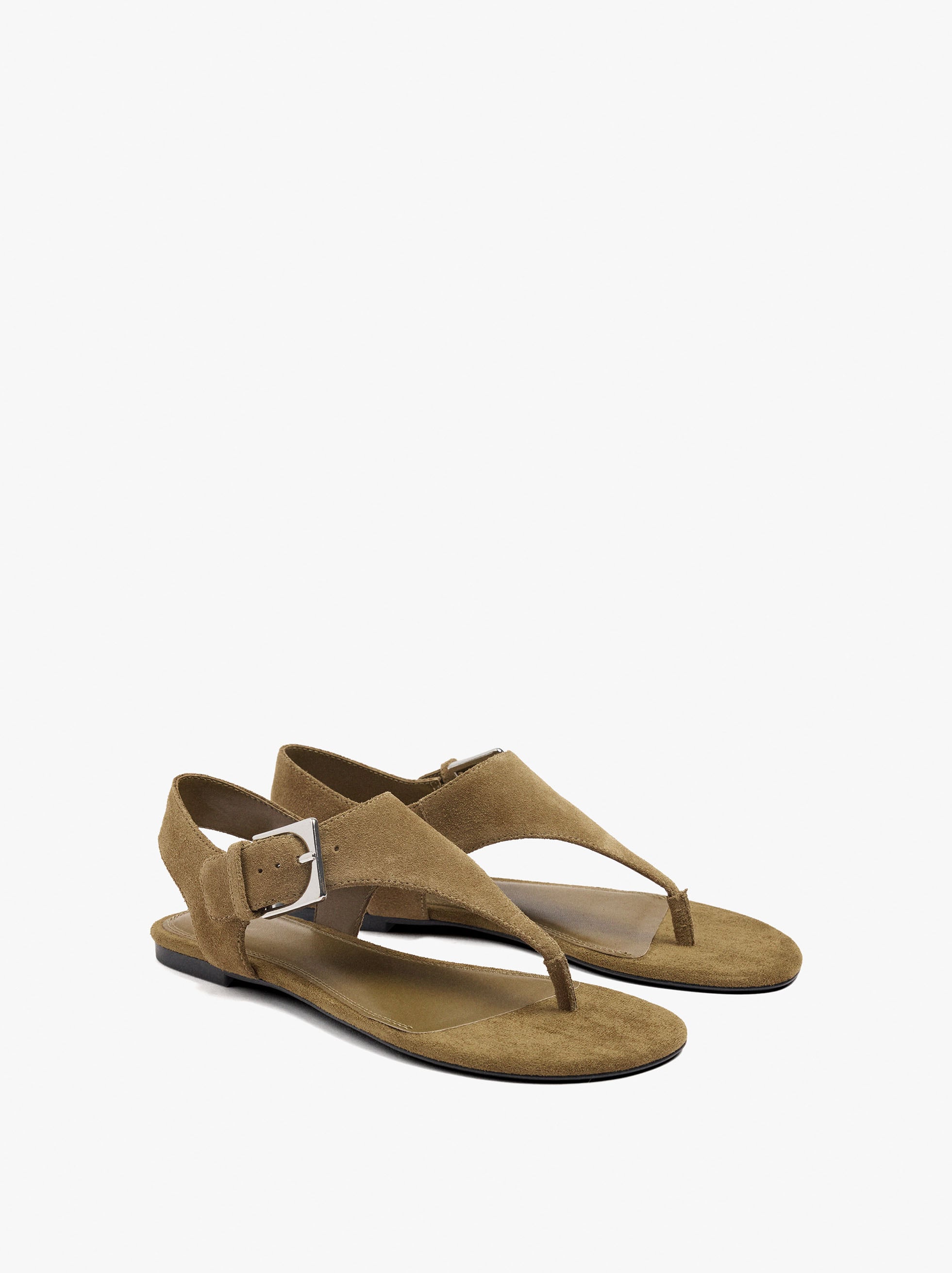 Sandalias Rasas De Piel Con Hebilla