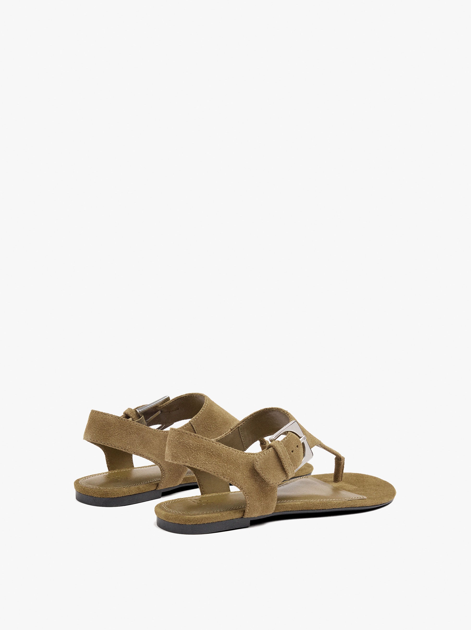 Sandalias Rasas De Piel Con Hebilla