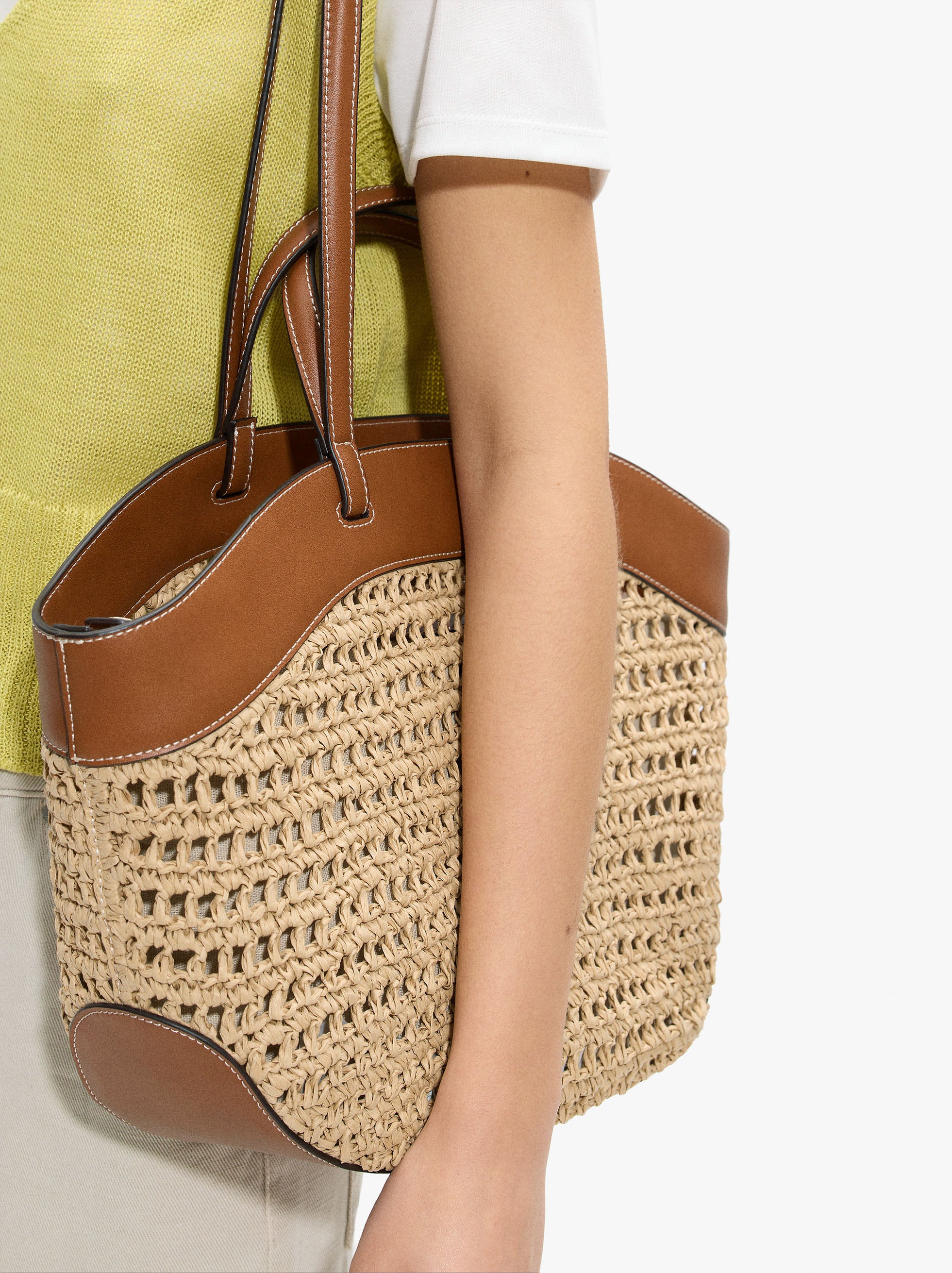 Bolso Shopper Efecto Rafia Con Bolsa Removible