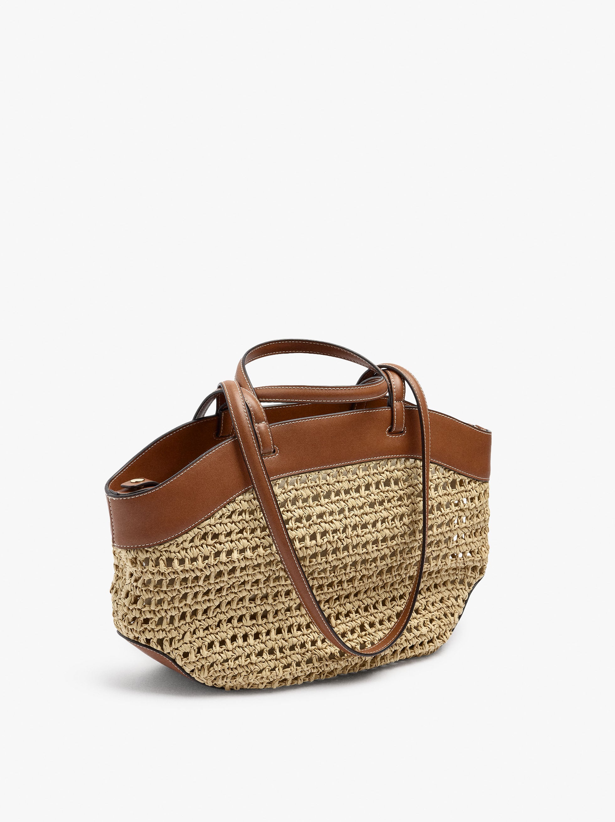 Bolso Shopper Efecto Rafia Con Bolsa Removible