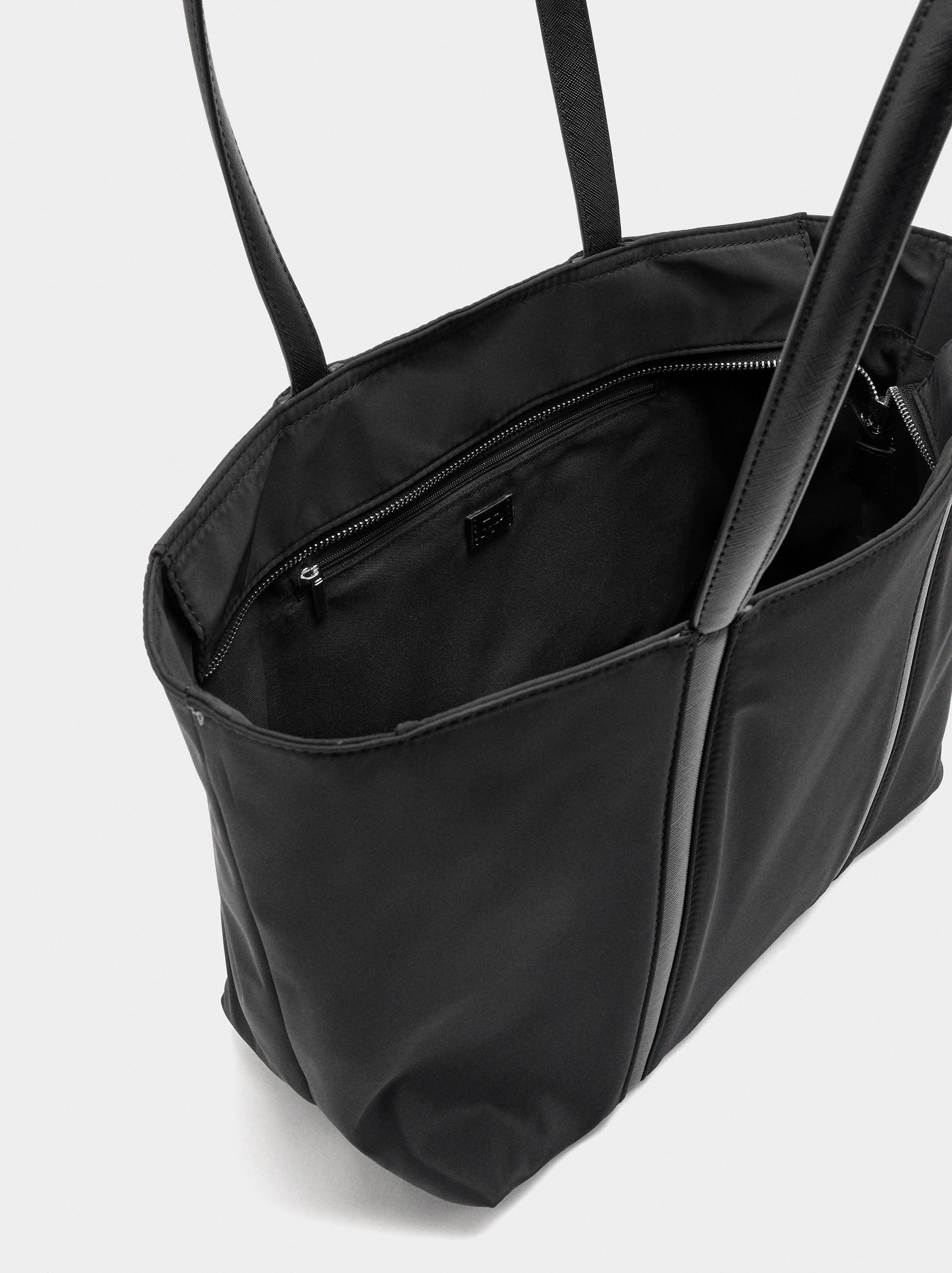 Bolso Shopper De Nylon Con Colgante