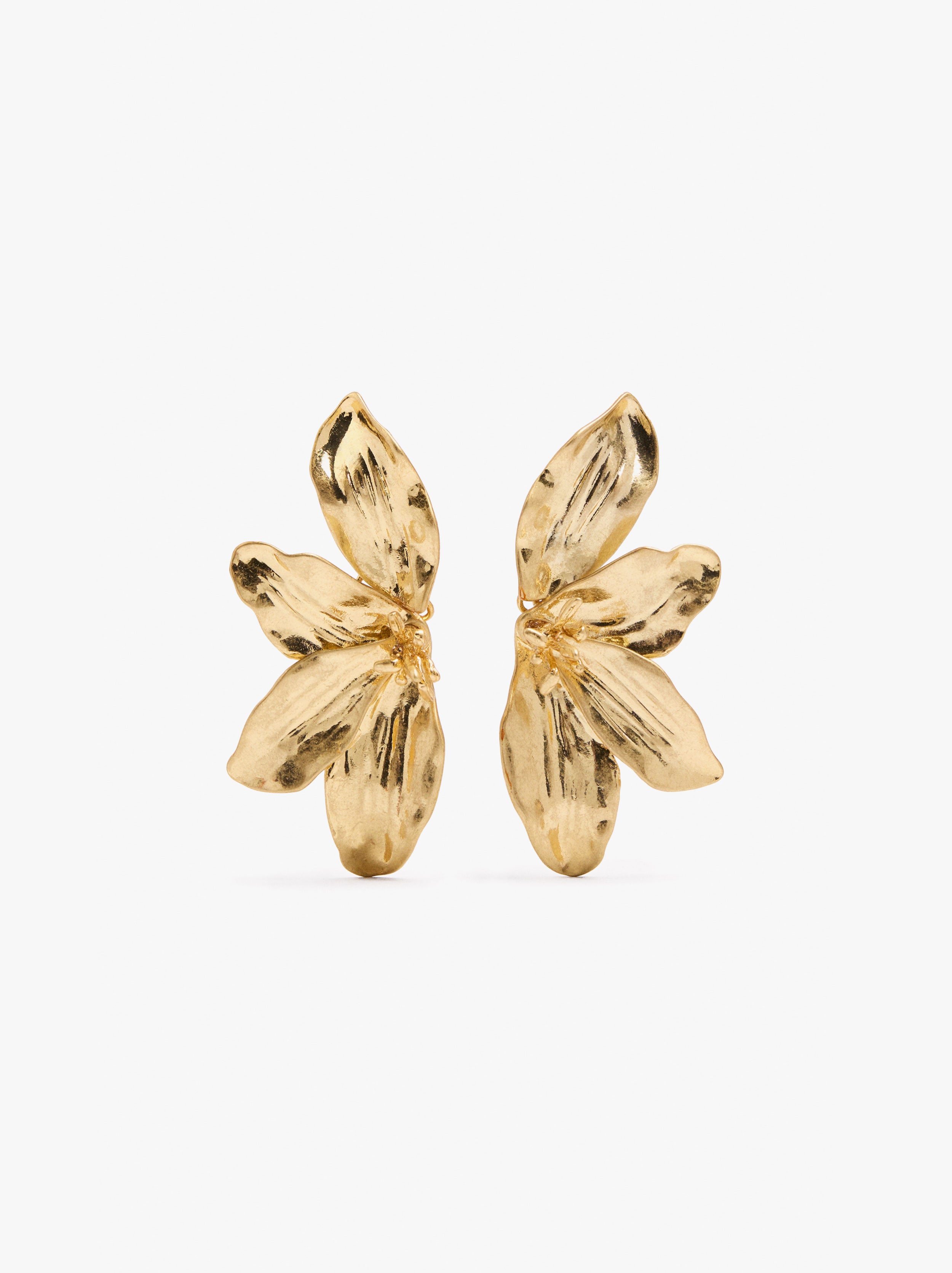 Pendientes Maxi Media Flor Con Relieve