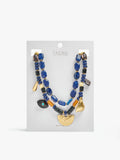 Collar Corto Doble Con Piedras Y Colgantes