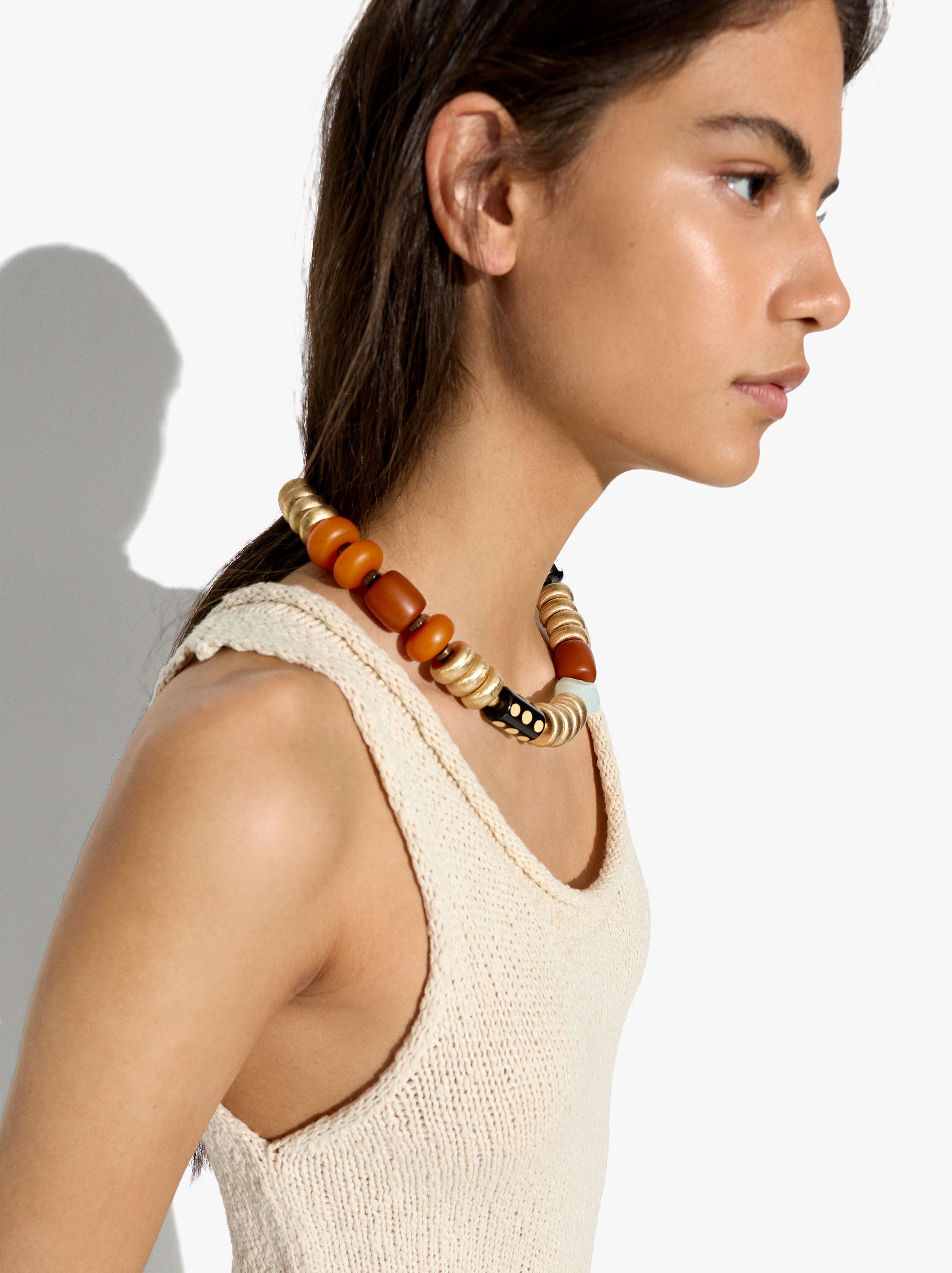 Collar Con Cuentas Efecto Vidrio
