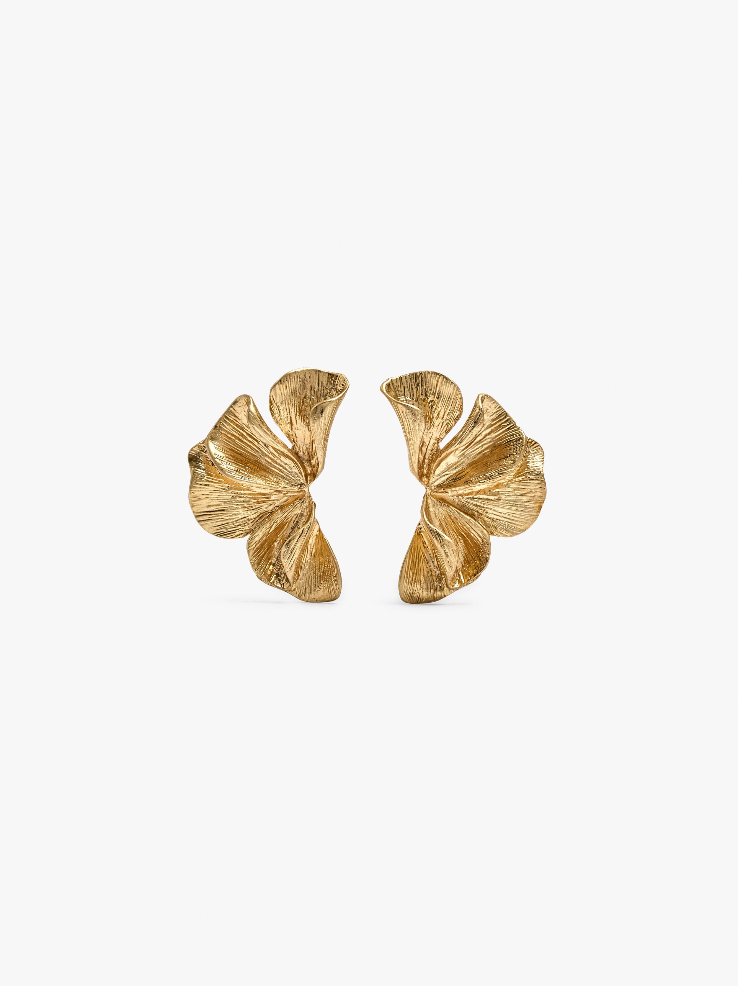 Pendientes Maxi Media Flor Con Relieve