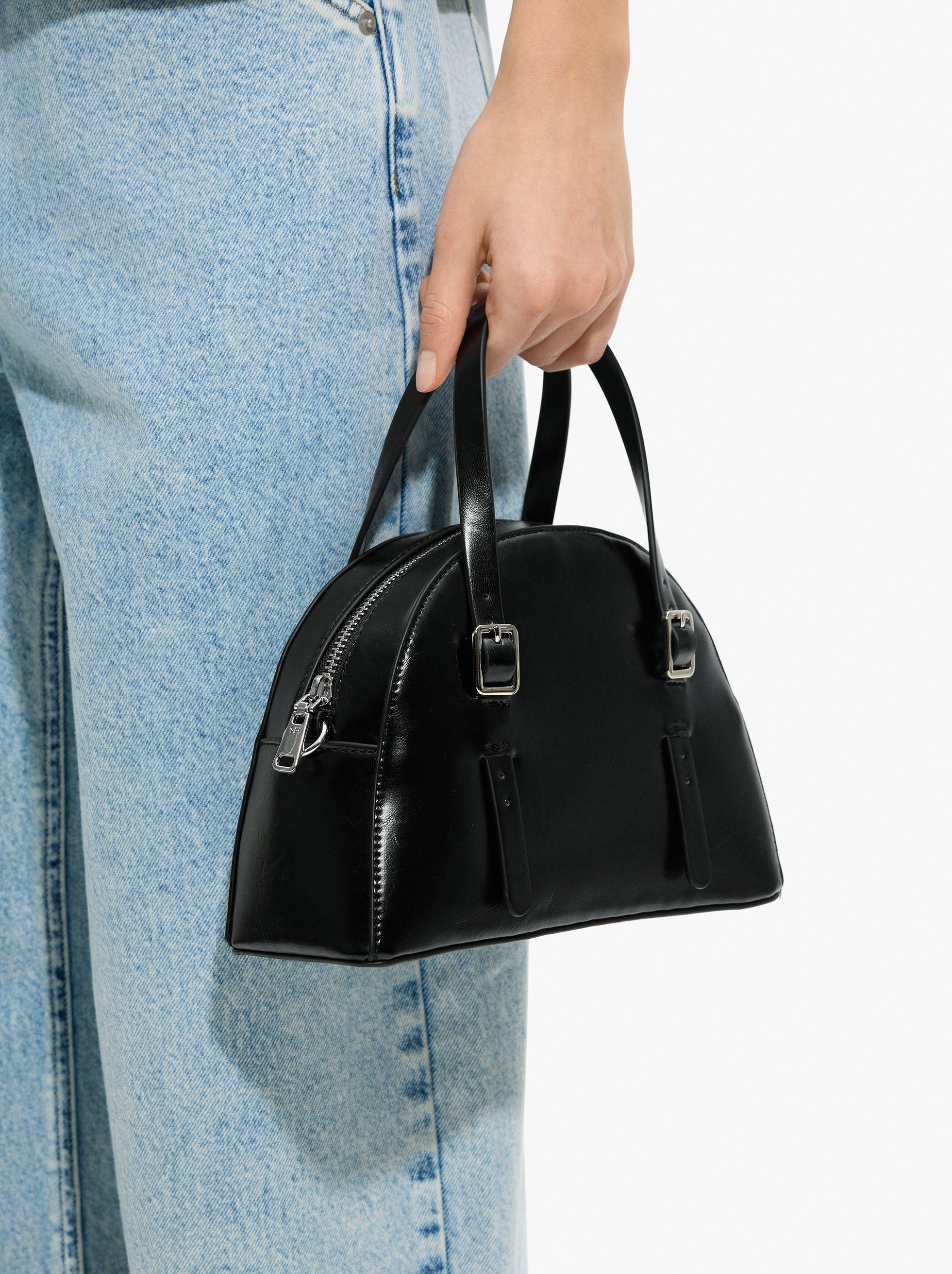 Bolso Tote Redondeado Con Bandolera