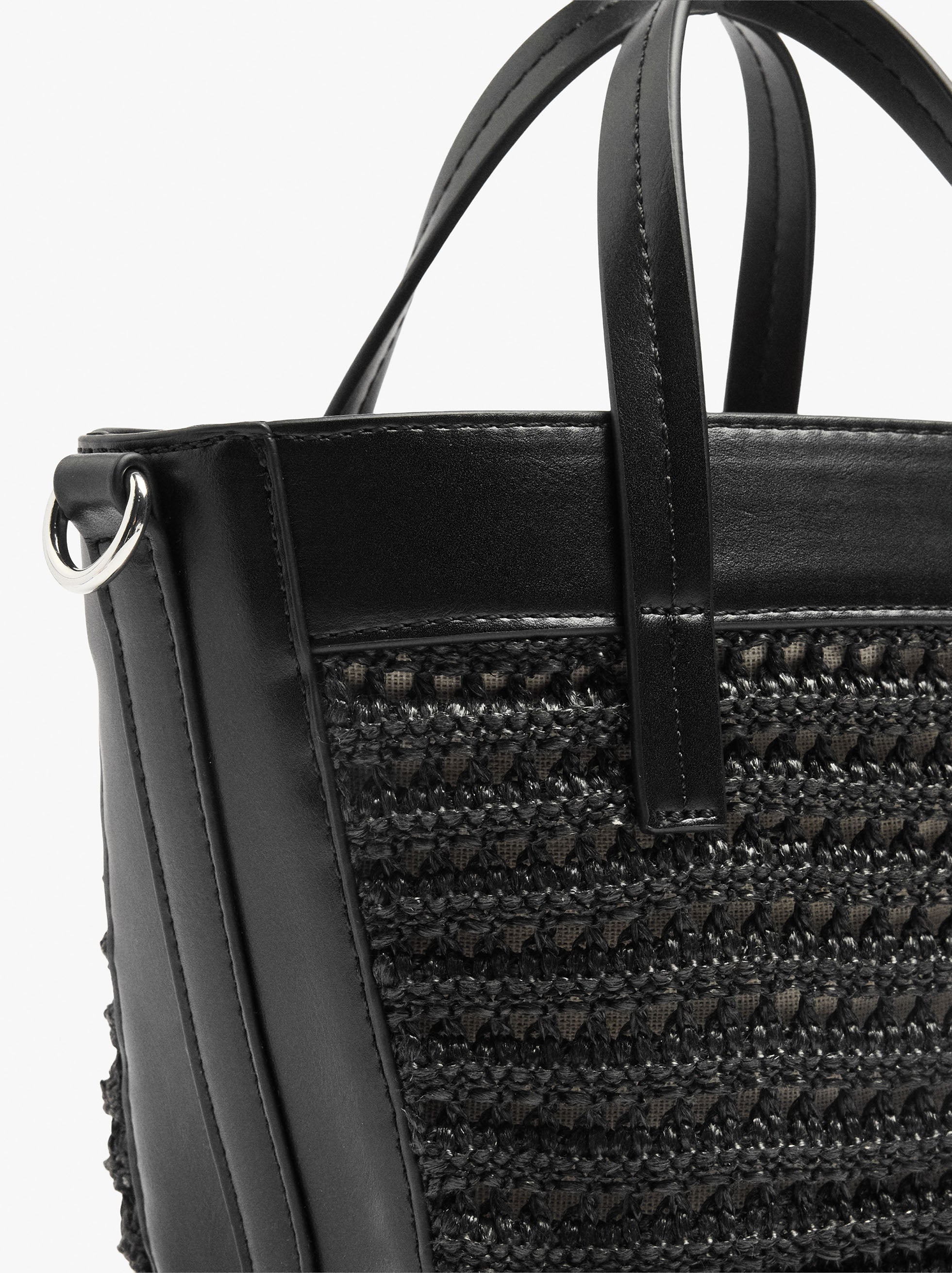 Bolso Tote Efecto Rafia Con Bandolera
