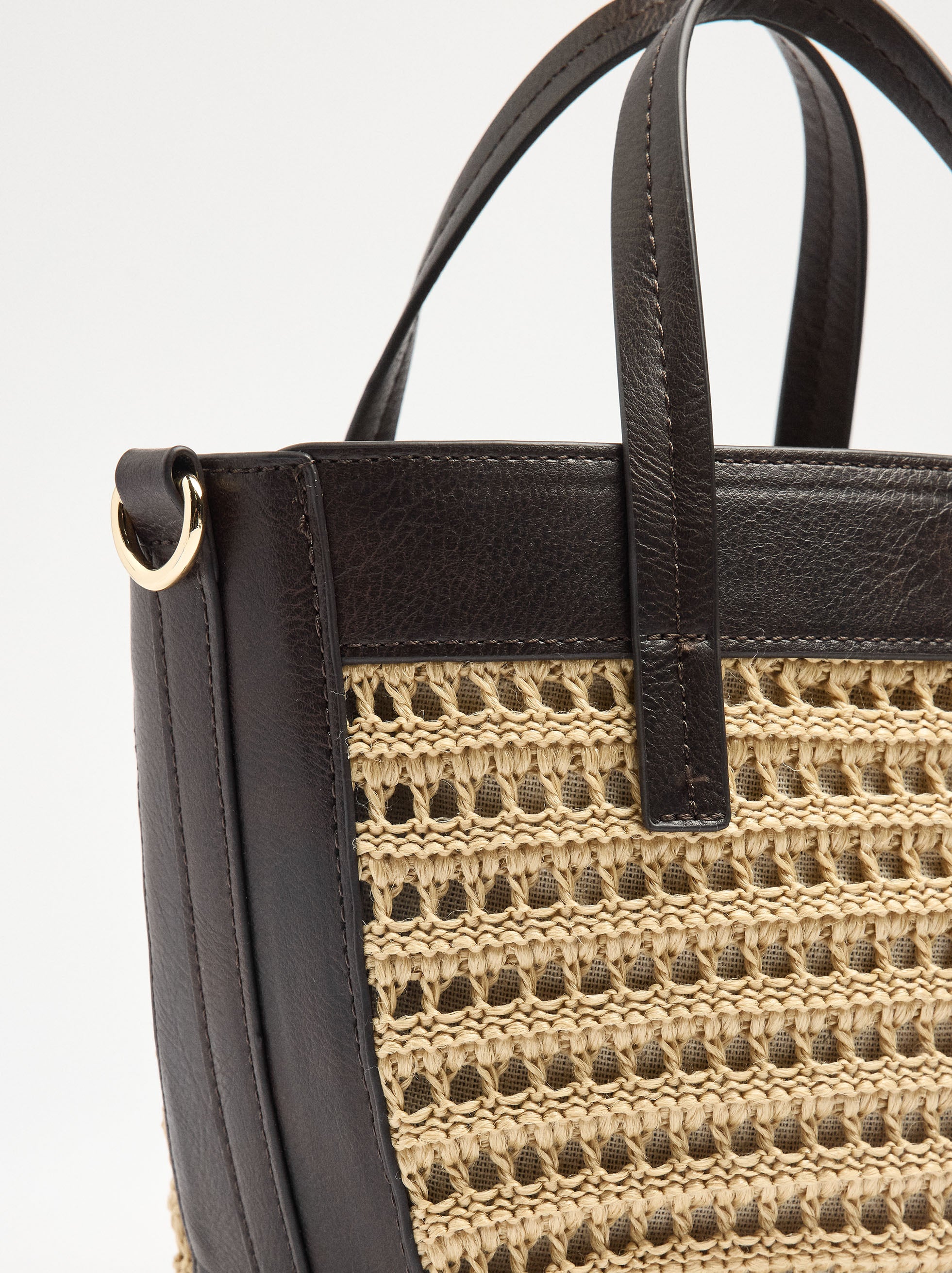Bolso Tote Efecto Rafia Con Bandolera