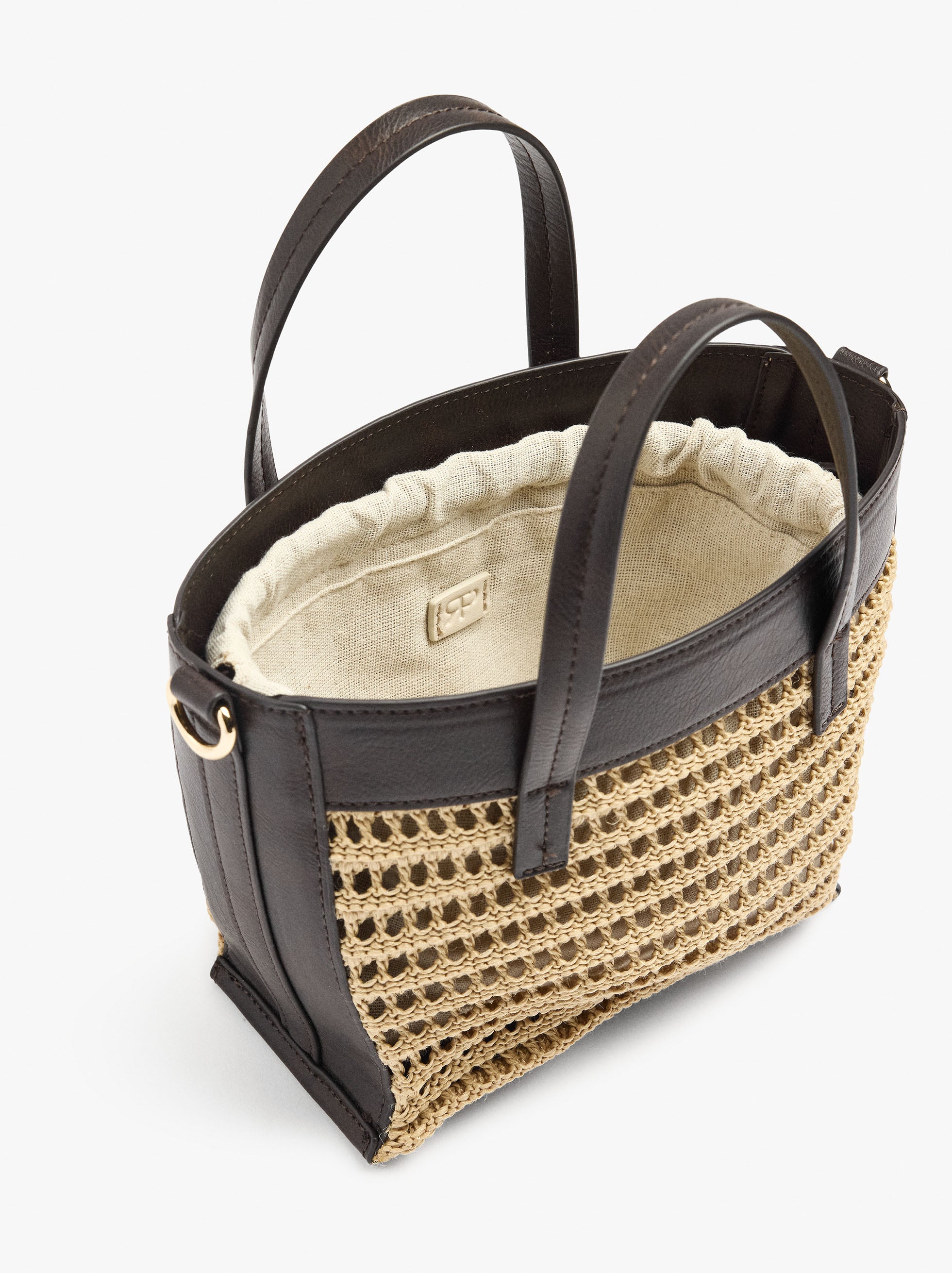 Bolso Tote Efecto Rafia Con Bandolera