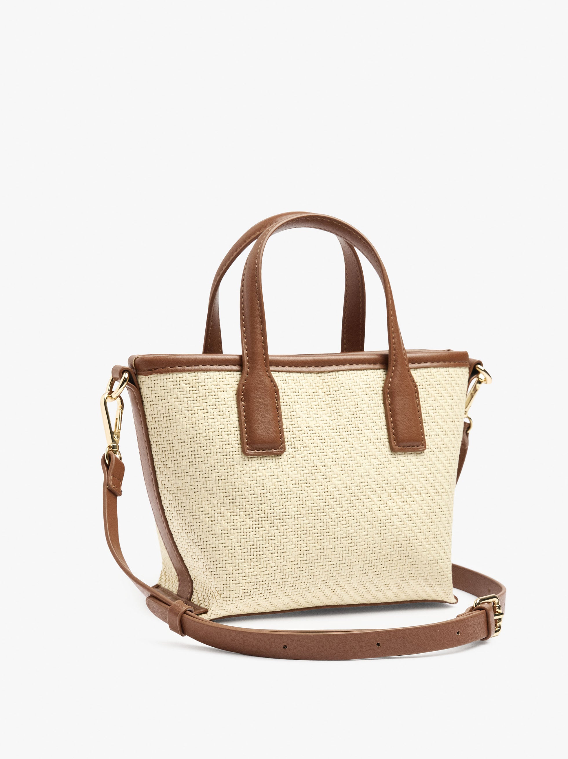 Bolso Tote Efecto Rafia Con Bandolera