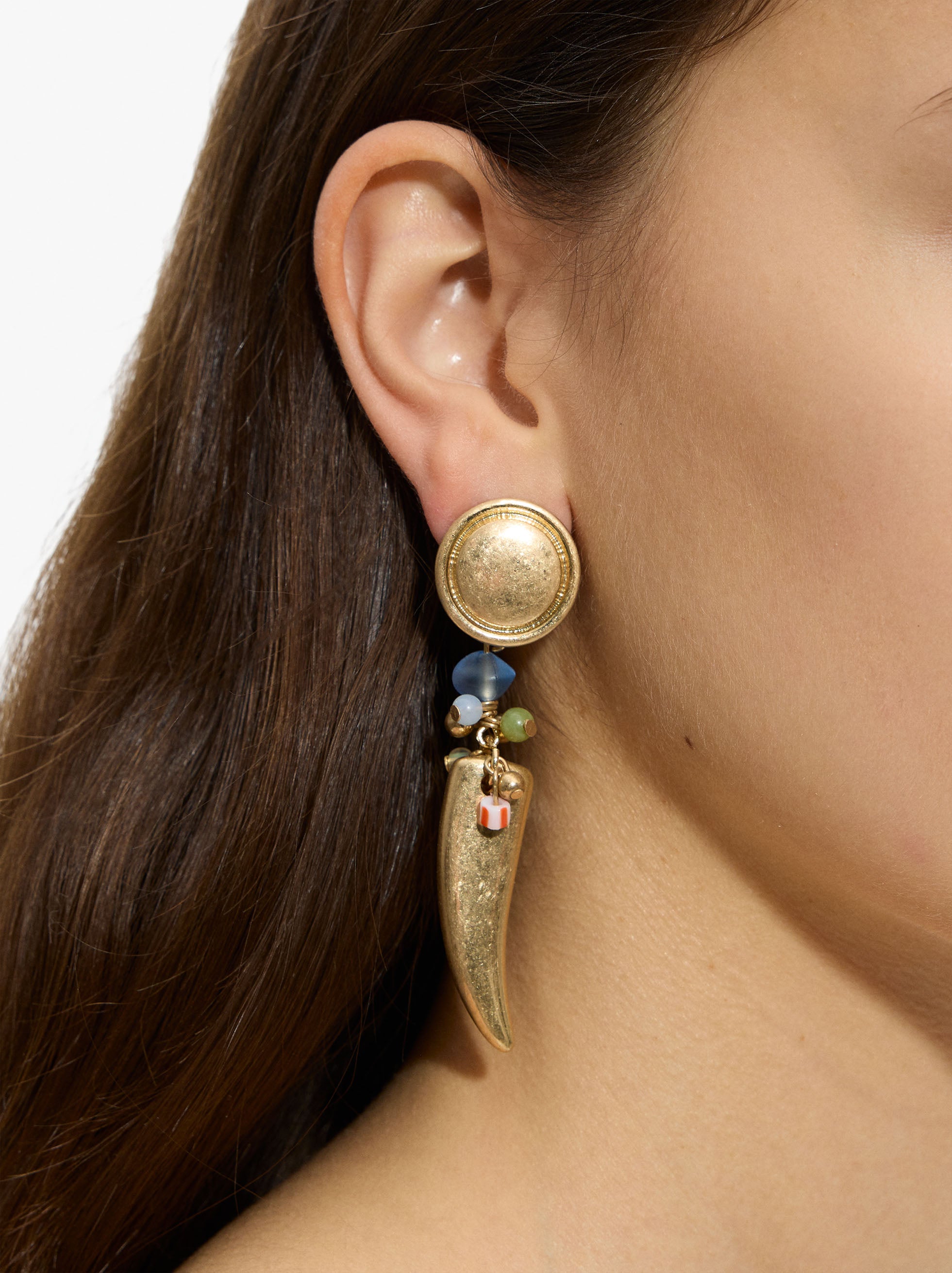 Pendientes Largos Cuentas Multicolor