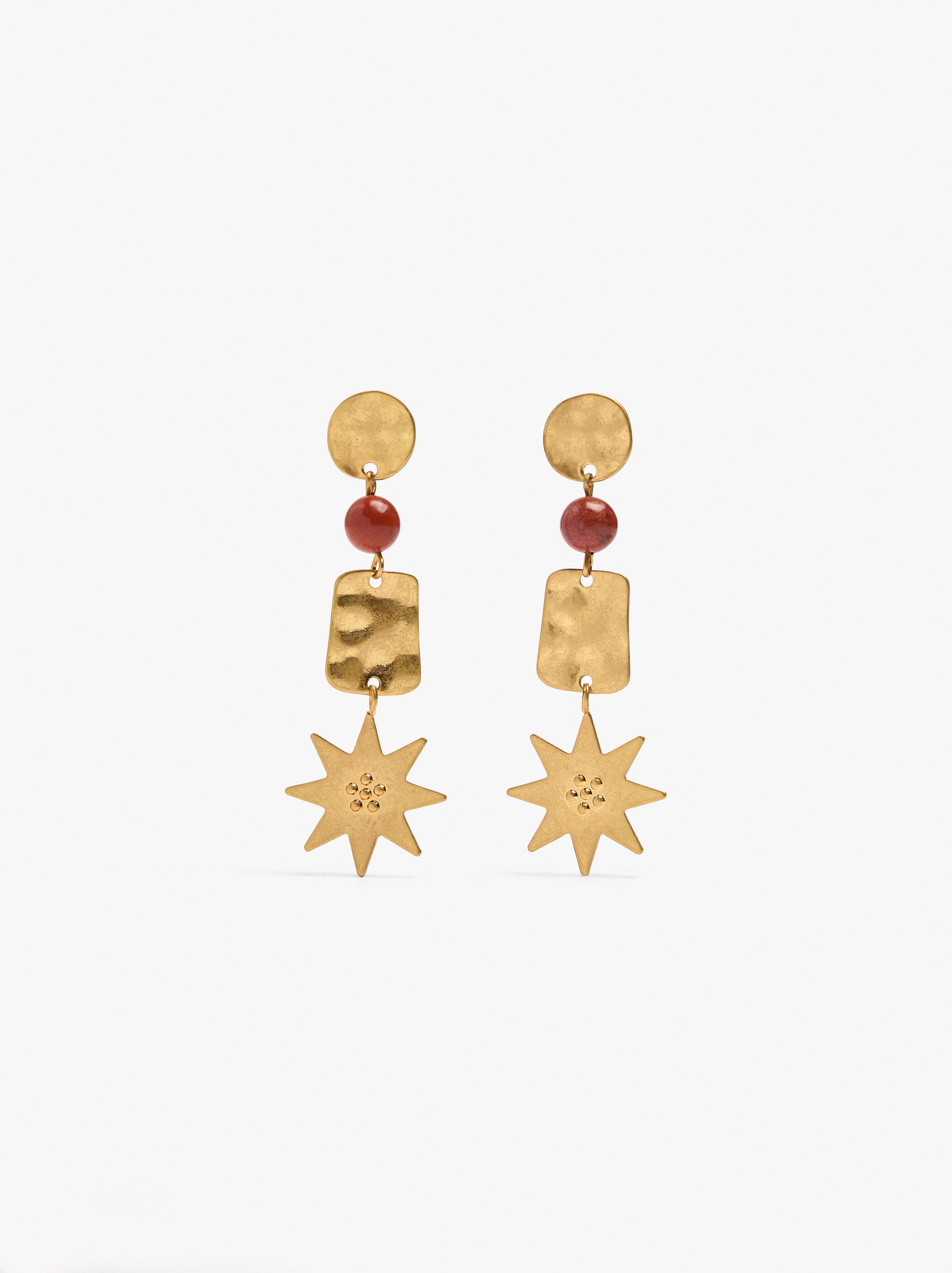 Pendientes Largos Con Piedra Y Estrella