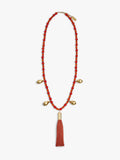 Collar Largo Con Cuentas De Vidrio Y Borla