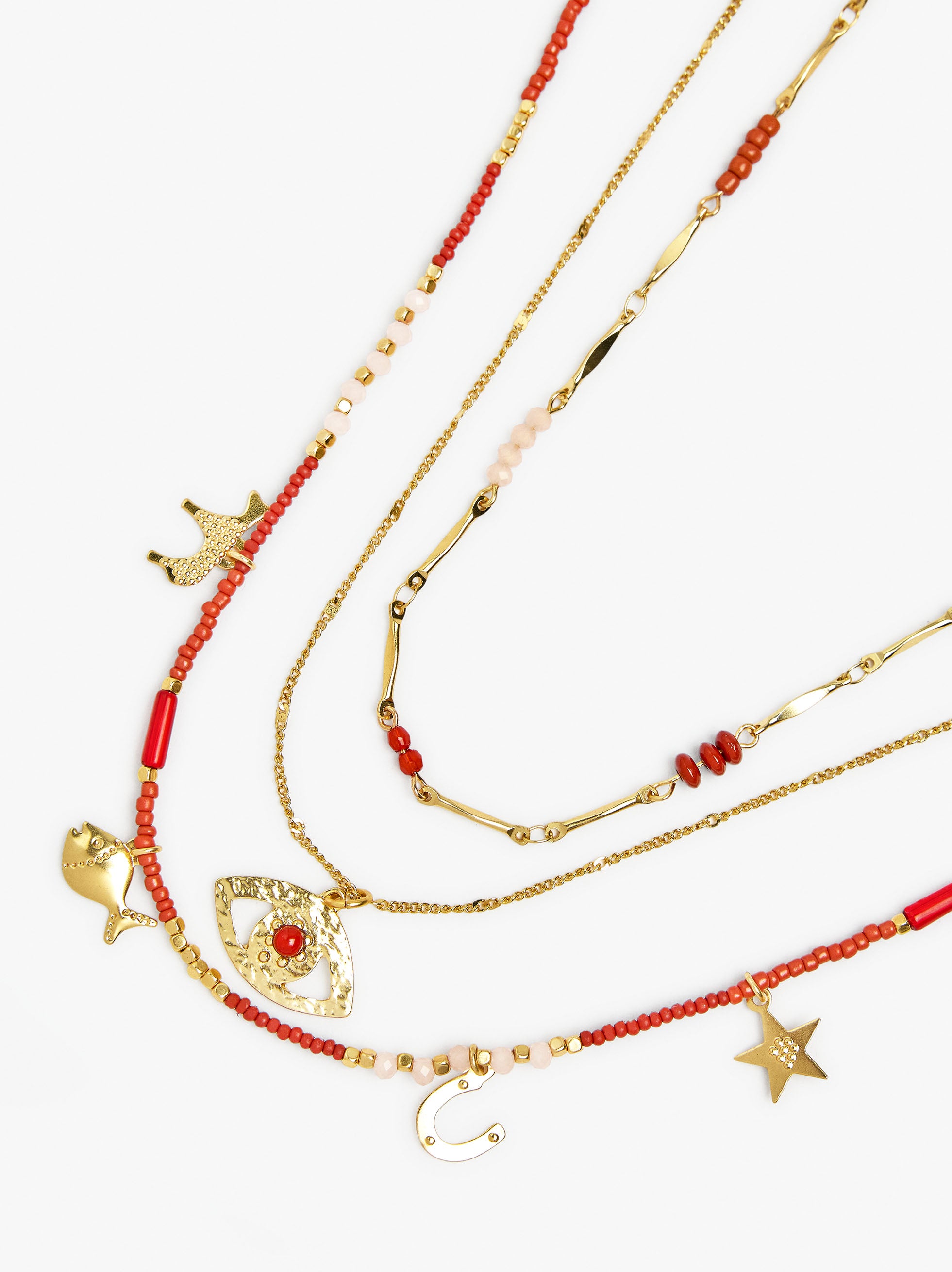 Set De Collares Con Cuentas De Piedra Y Resina