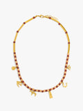 Collar Cuentas De Piedra Con Charms