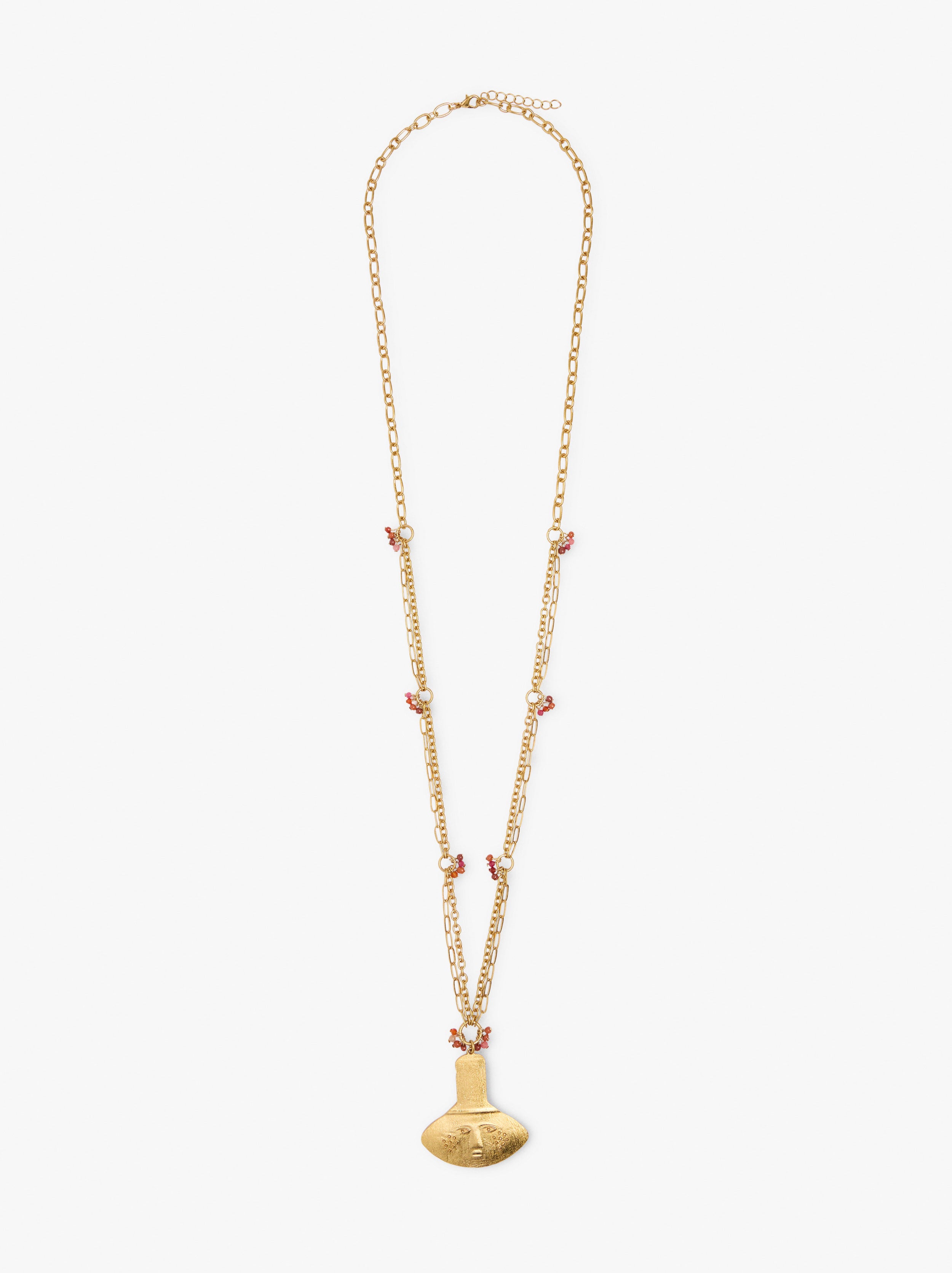 Collar De Eslabones Con Abalorios De Piedra