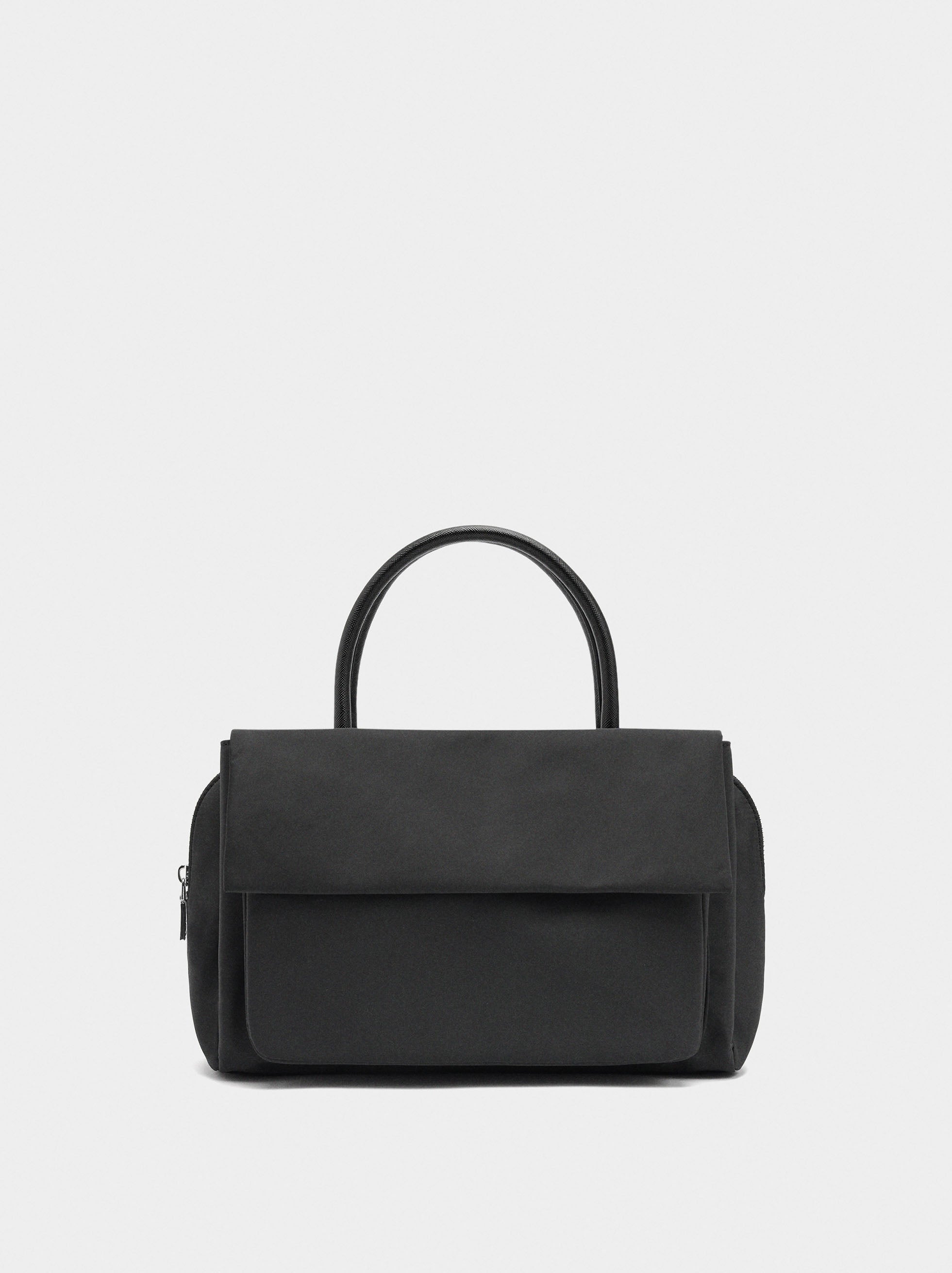Bolso Tote De Nylon Con Doble Solapa
