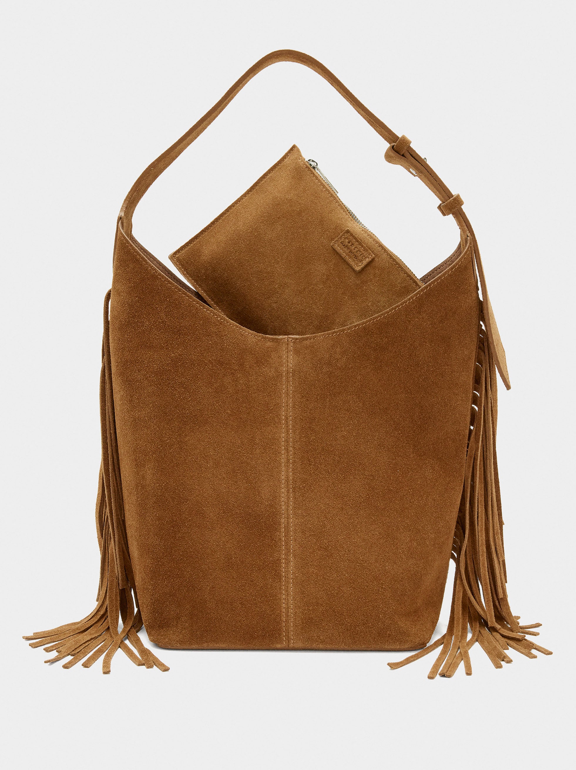 Bolso De Hombro De Piel Con Bolsa