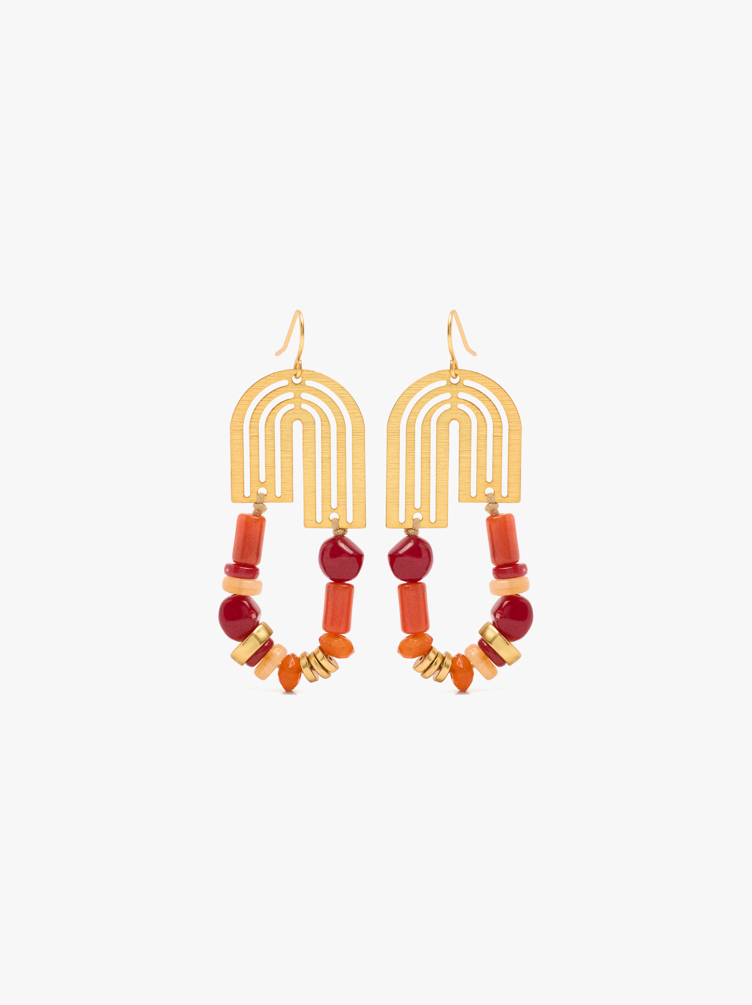 Pendientes Largos Arco Con Piedras