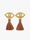 Pendientes Largos Ojos Con Rafia