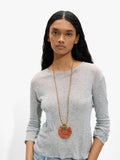 Collar Largo Con Colgante De Rafia