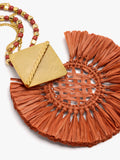 Collar Largo Con Colgante De Rafia