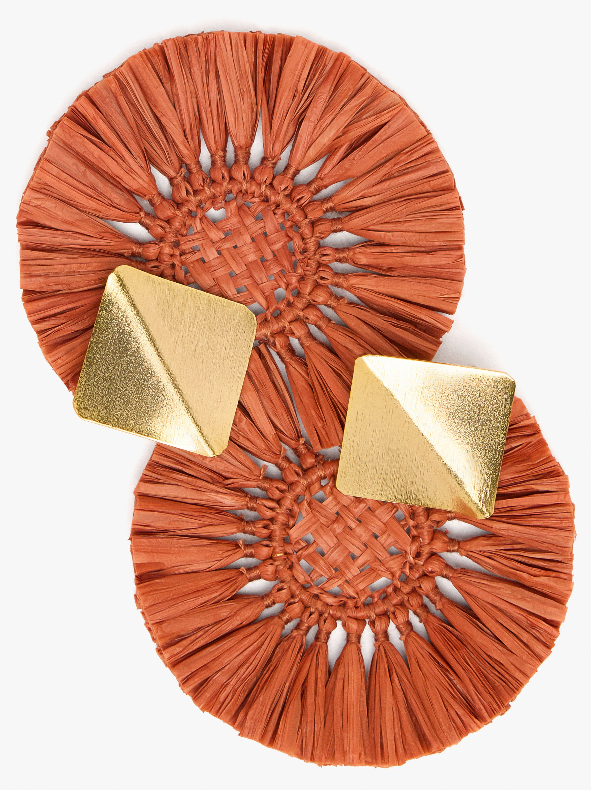 Pendientes Maxi Redondos Con Rafia