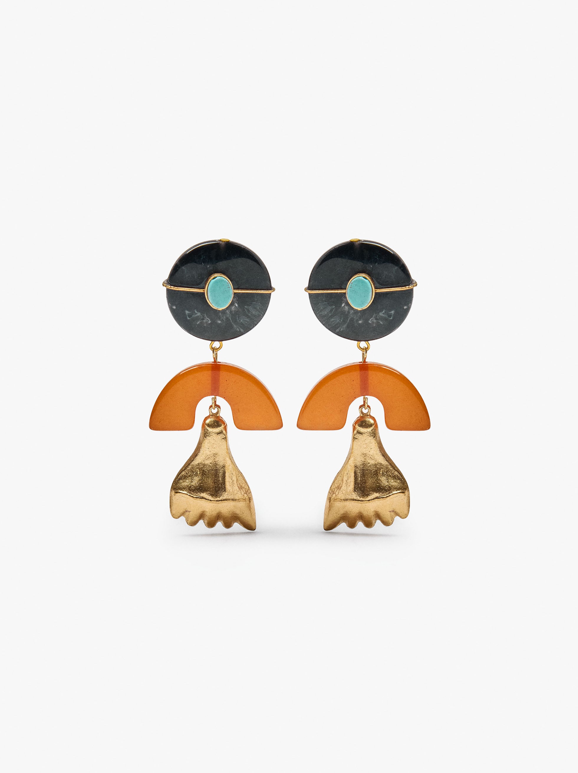 Pendientes Maxi Puño Con Piedra
