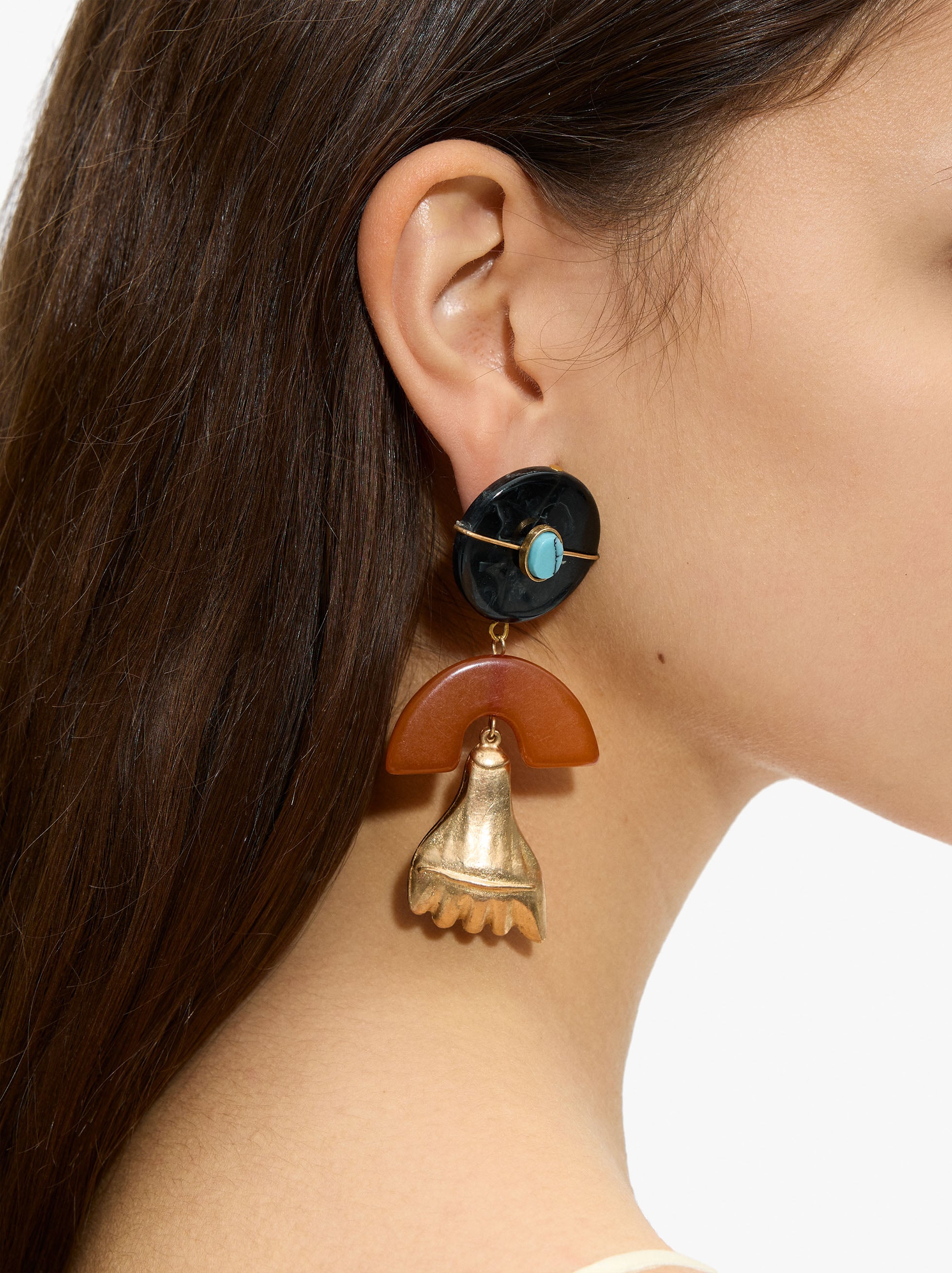 Pendientes Maxi Puño Con Piedra