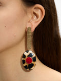Pendientes Maxi Con Piedra Y Resina