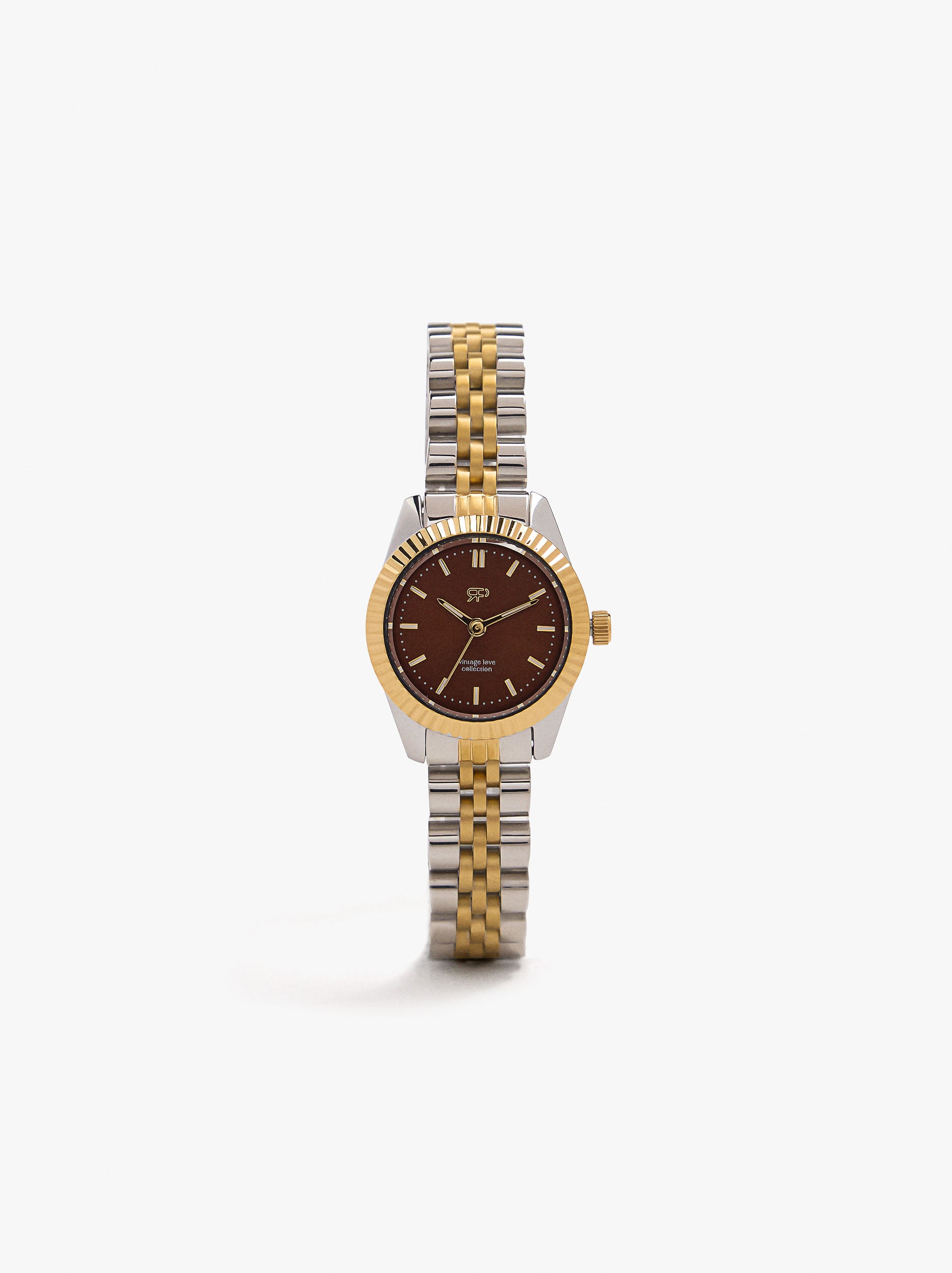 Reloj Bicolor Con Pulsera De Acero Inoxidable