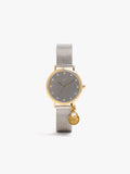 Reloj Bicolor De Punto Metálico Con Charm