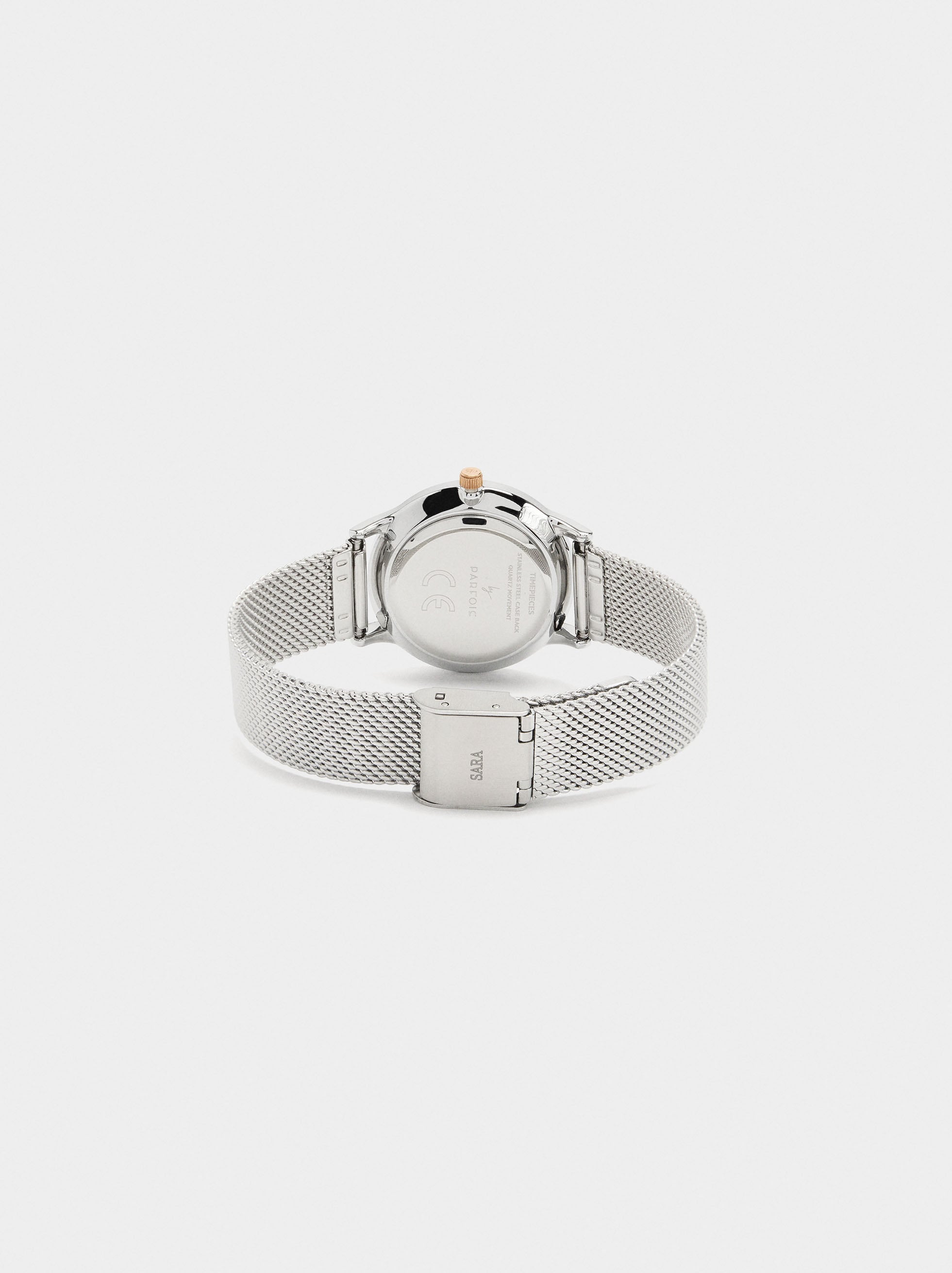Reloj Bicolor Con Punto Metálico De Acero Inoxidable