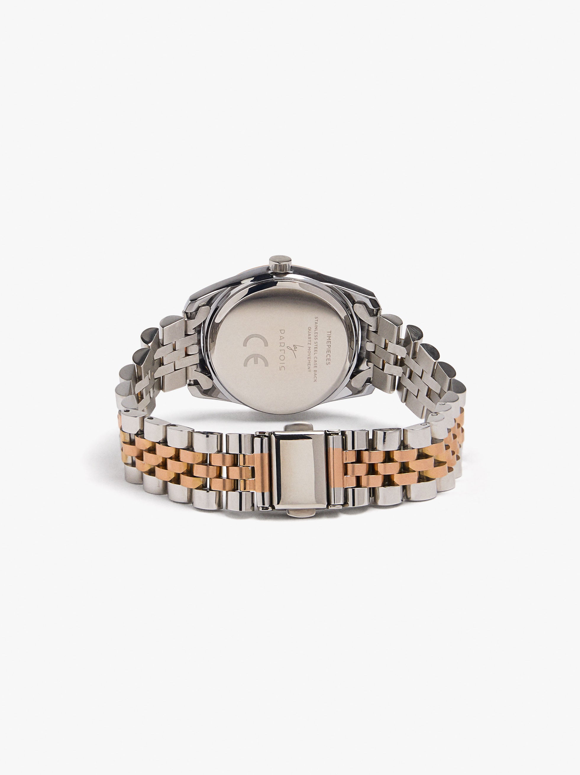 Reloj Bicolor Con Pulsera De Acero Inoxidable