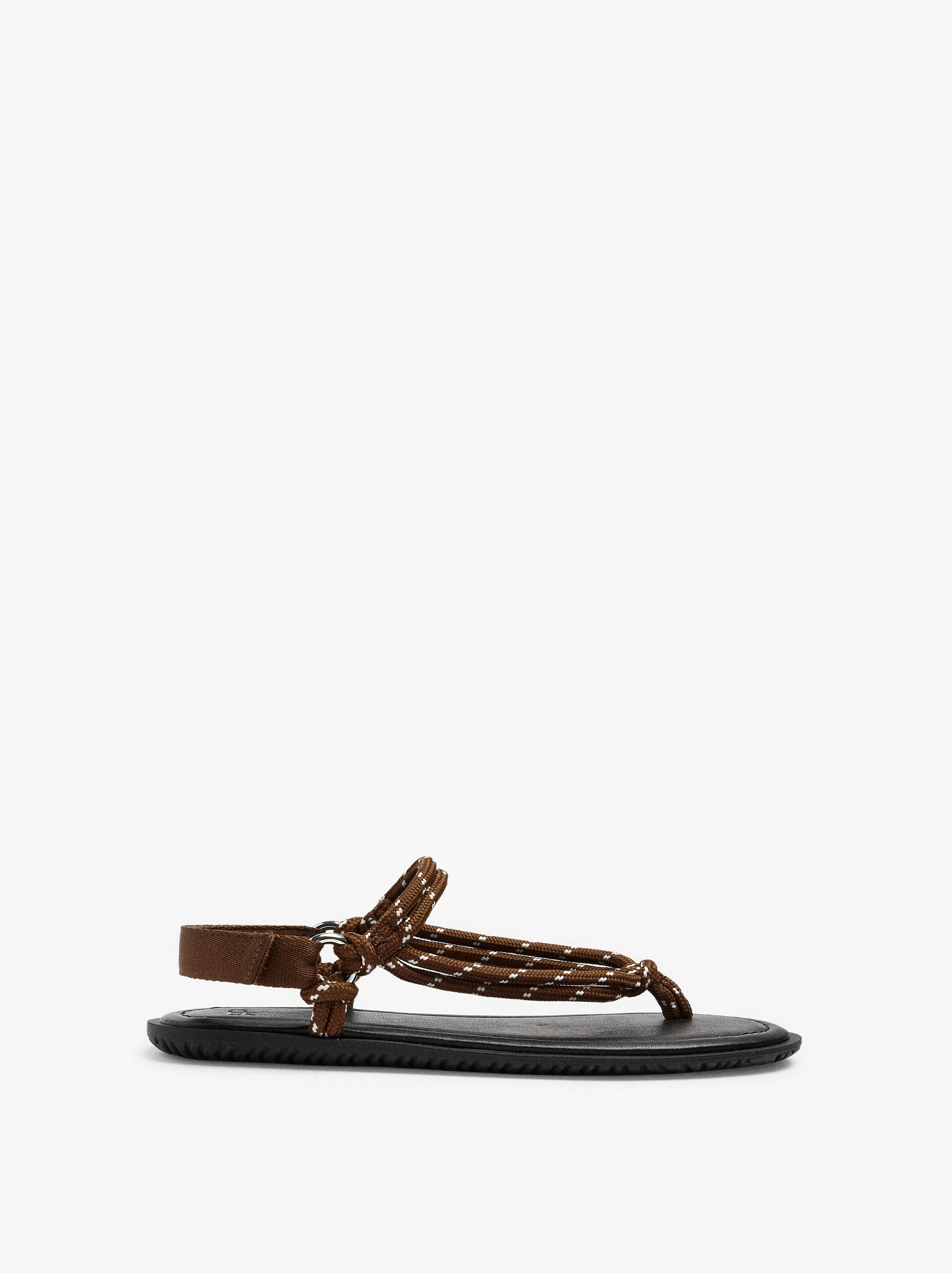 Sandalias Planas Con Tiras De Cordón Estampado