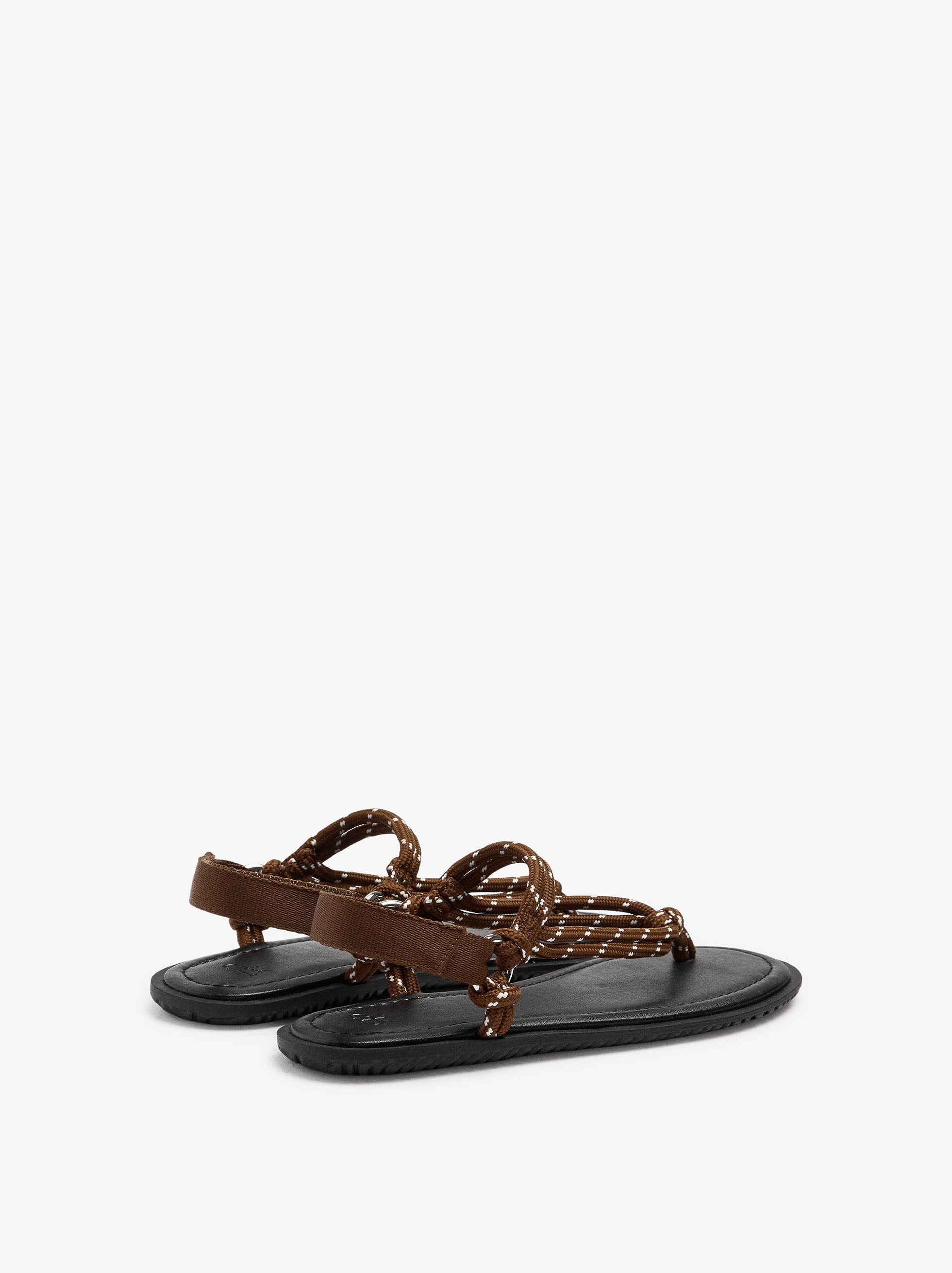 Sandalias Planas Con Tiras De Cordón Estampado