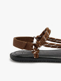 Sandalias Planas Con Tiras De Cordón Estampado